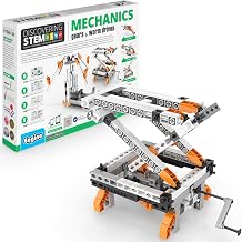 Engino Discovering STEM - Mechanics Gears & Worm Drives - 12 Model Toy Machine Brick Building Set, Snap-Fit Construction, Experiment-Theory, Kids 9+