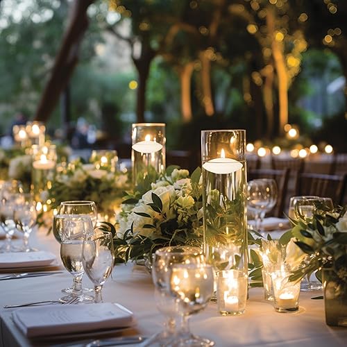Miniatura 2 de Velas flotantes blancas de 10 horas grandes de 3 pulgadas, velas románticas sin perfume para jarrones cilíndricos, centros de mesa en bodas,