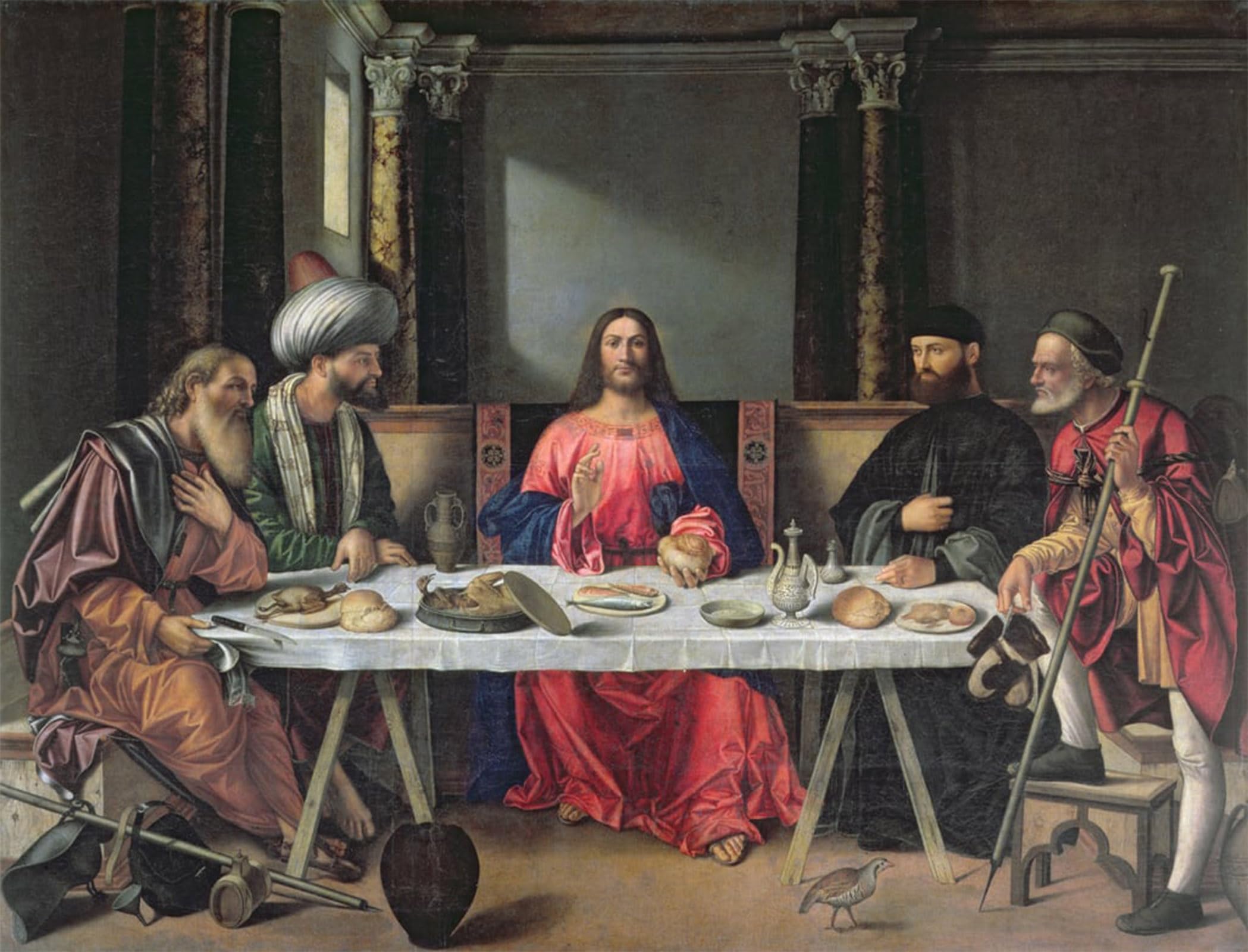 POSTERIIk Vintage Classic Picture Landscape Artwork the Supper At Emmaus by Vittore Carpaccio Portrait Canvas Painting for Office Home Decor 60x90cm