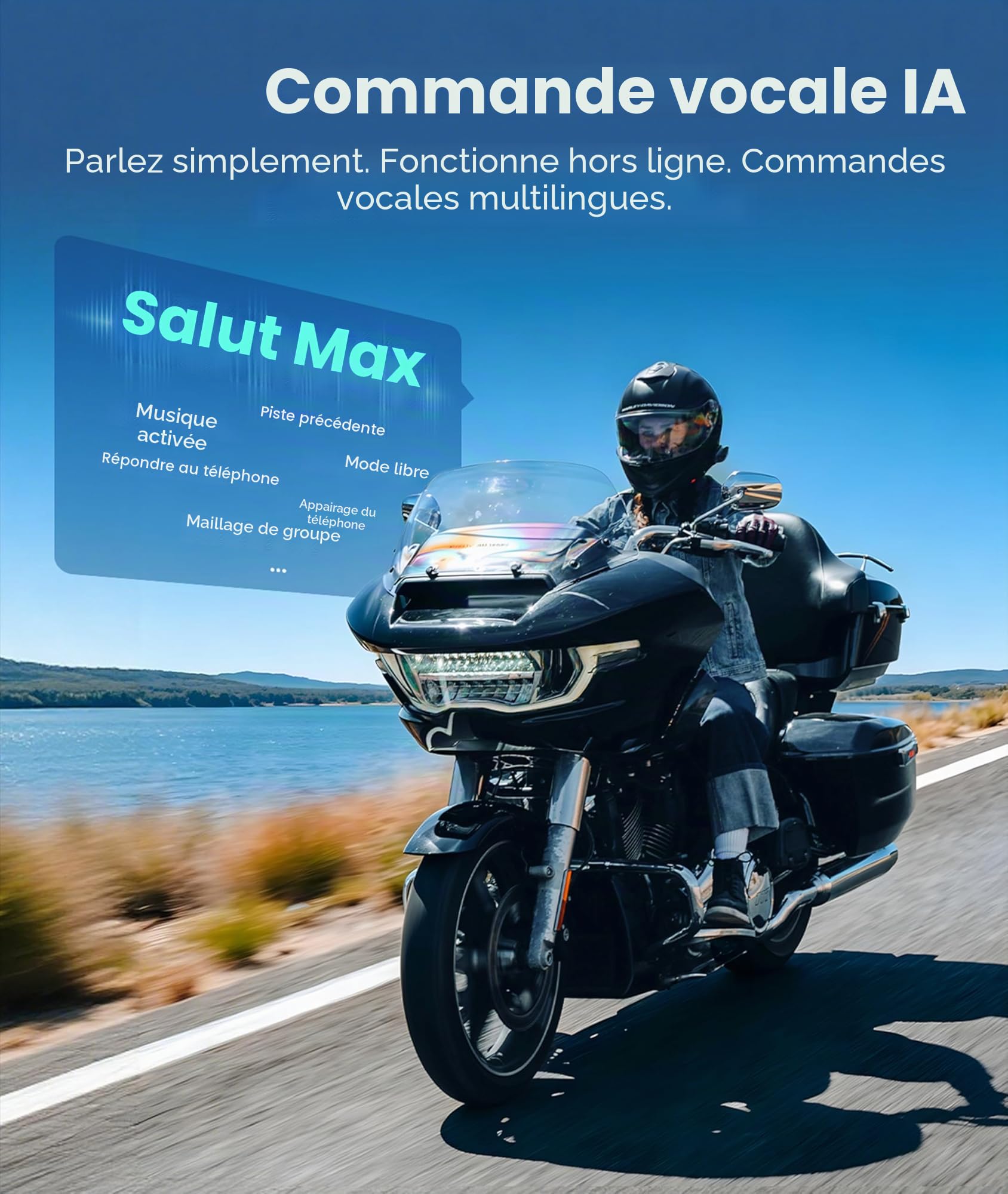 ASMAX F1S Intercom Moto pour Casque, Bluetooth 5.4, Système Mesh pour 10 Motocyclistes, Commande Vocale, Charge Rapide 50 Min, IP67 Étanche, Appairage Universel/ENC Réduction de Bruit - Lot de 1