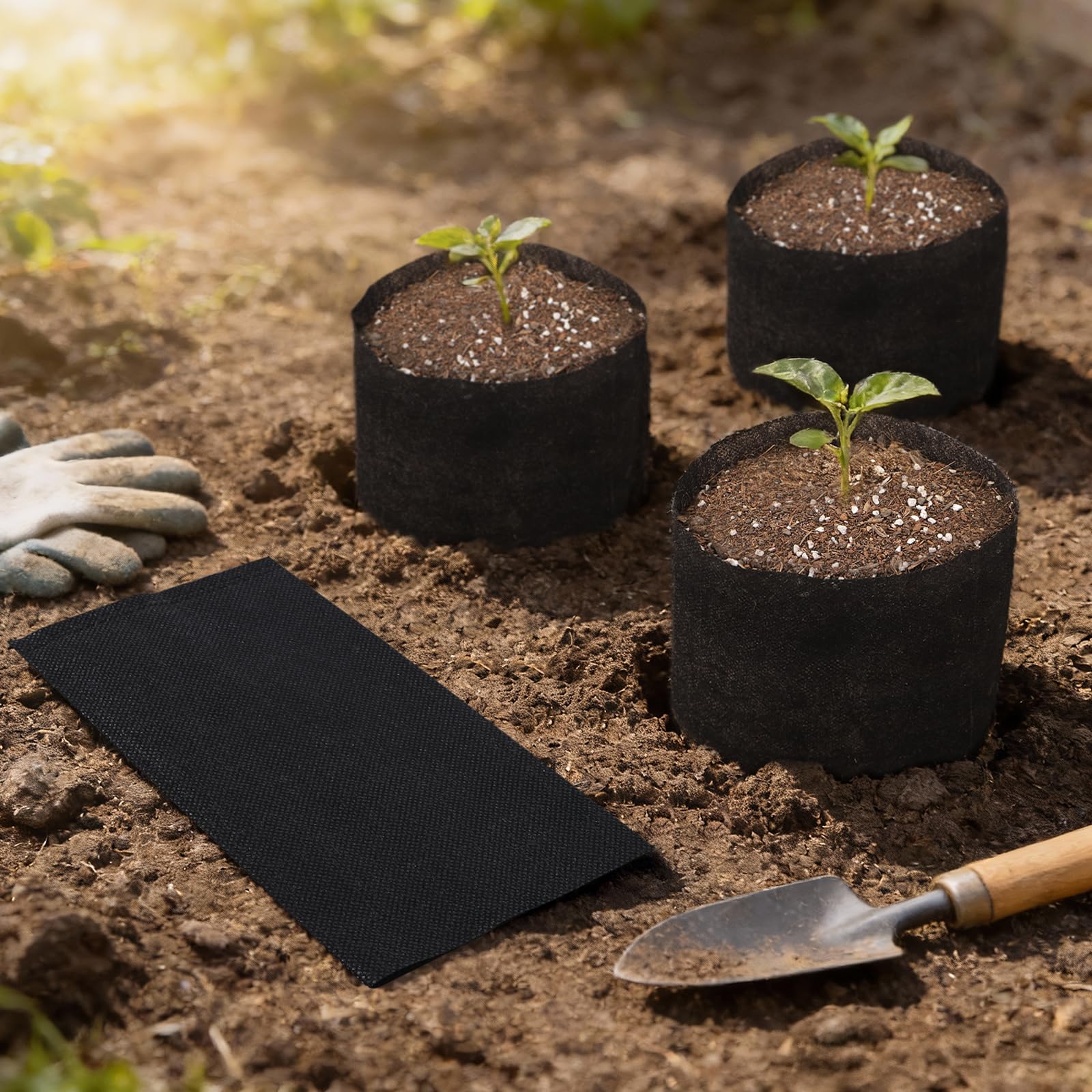 Bolsas de cultivo de plantas negras, paquete de 100 bolsas de cultivo de tela no tejida transpirable de 7.5 x 7.5 pulgadas, bolsas de vivero, bolsas de plantas para plantar macetas de 1 galón,