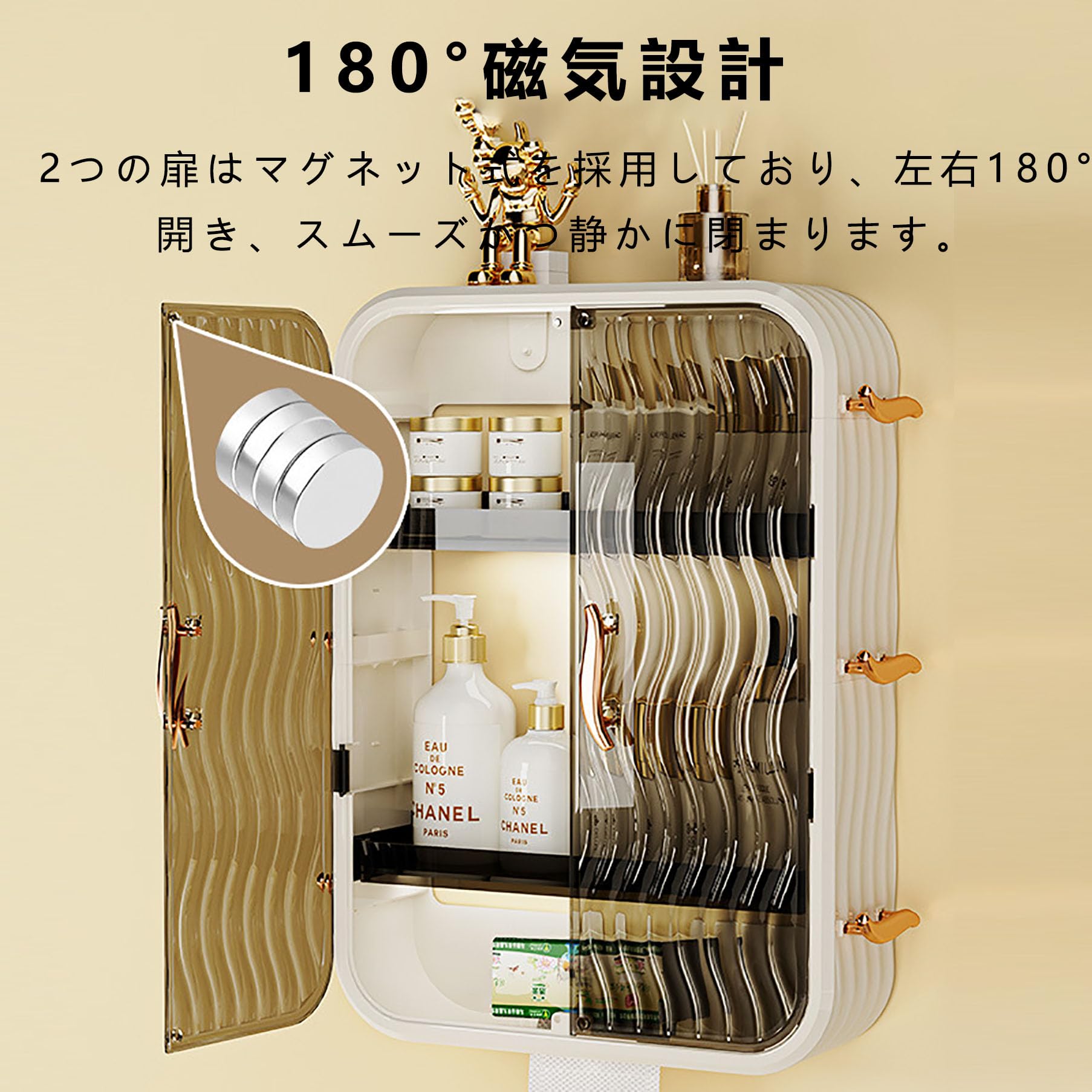 Amazon｜洗面所用キャビネット 3段 洗面所収納 吊り戸棚 壁掛け収納棚