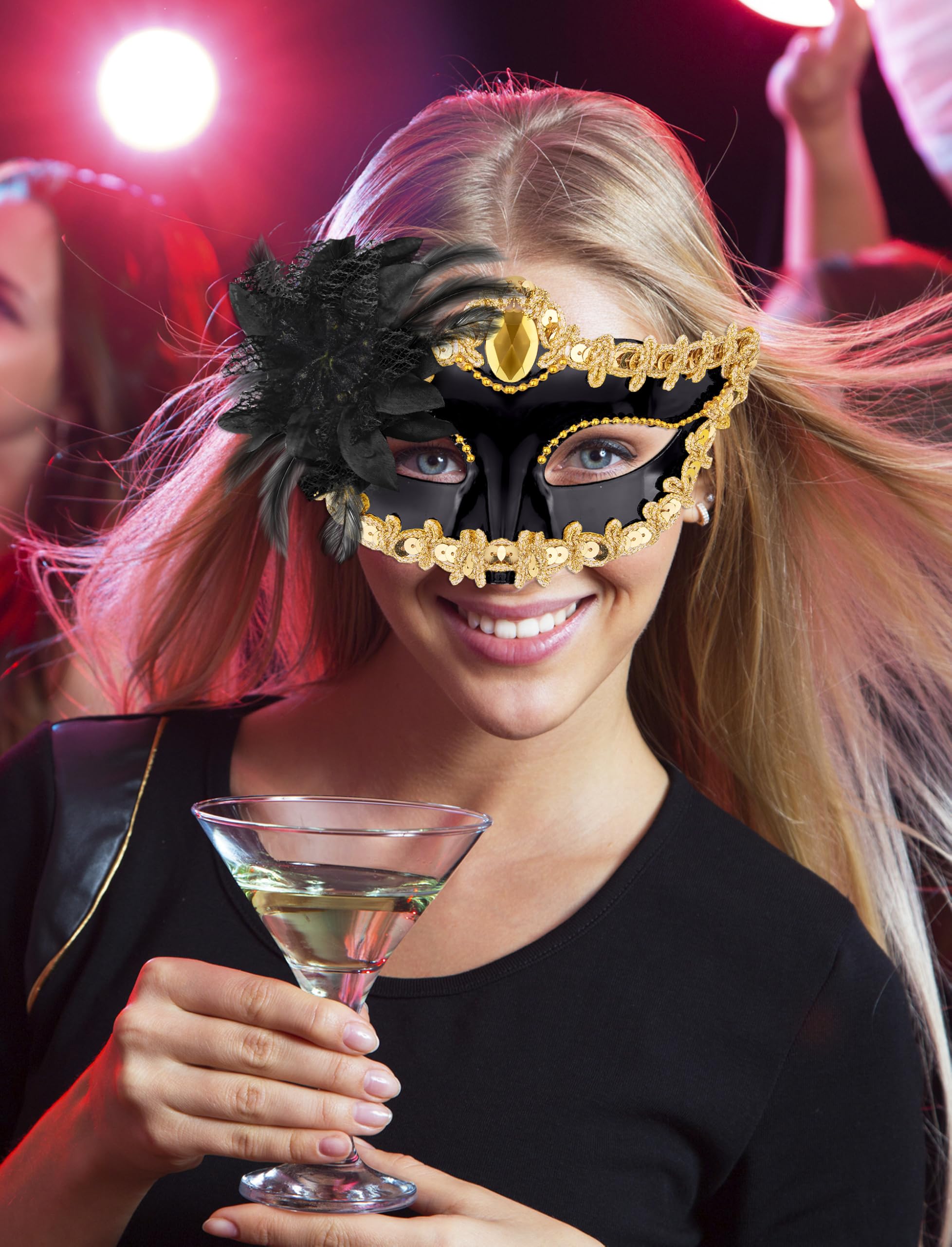 SIQUK Juego de 8 máscaras para parejas, máscara de fiesta veneciana para disfraz