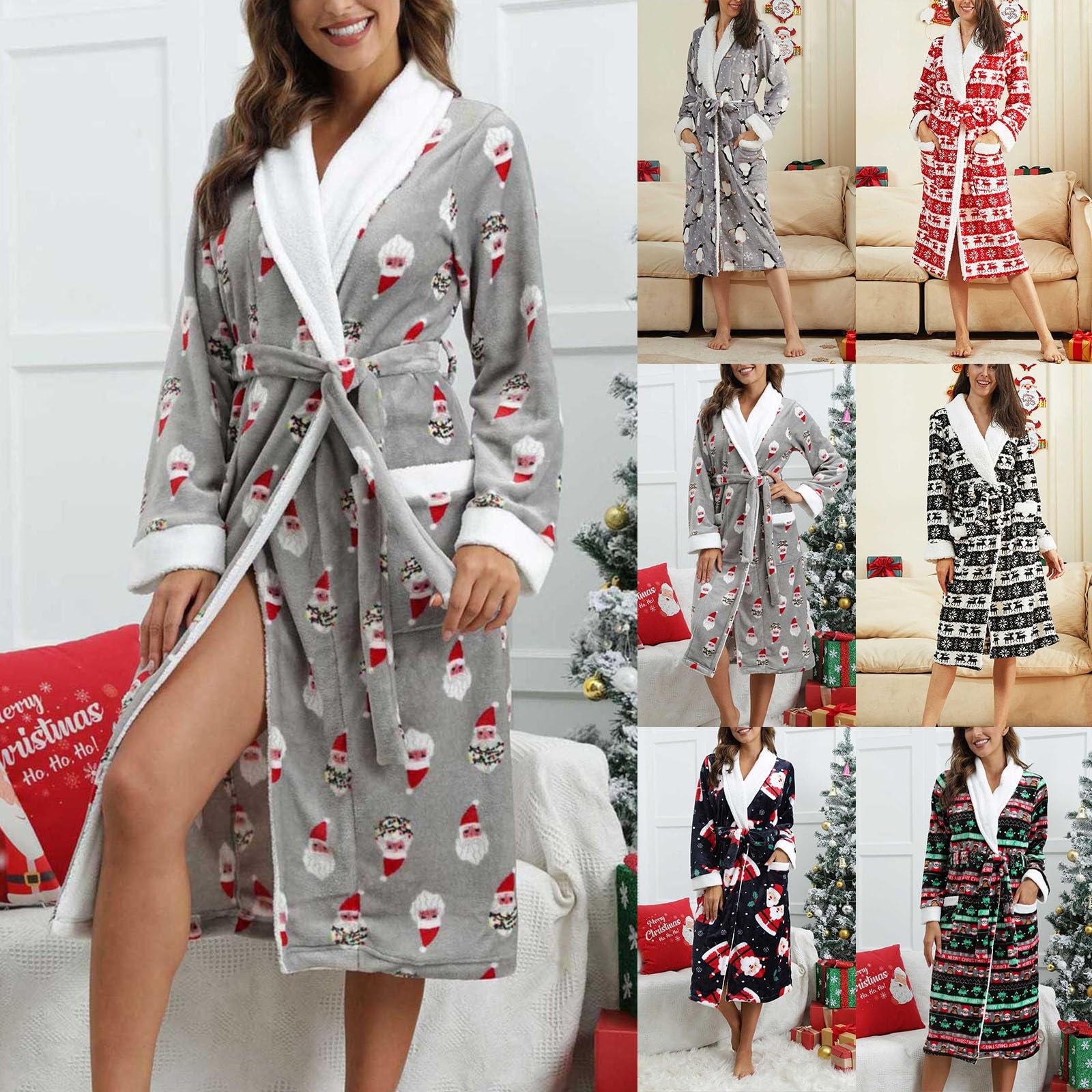 Accappatoio da donna in flanella, morbido pile, accappatoio da sauna con tasche e cintura, caldo, morbido, comodo, per sauna