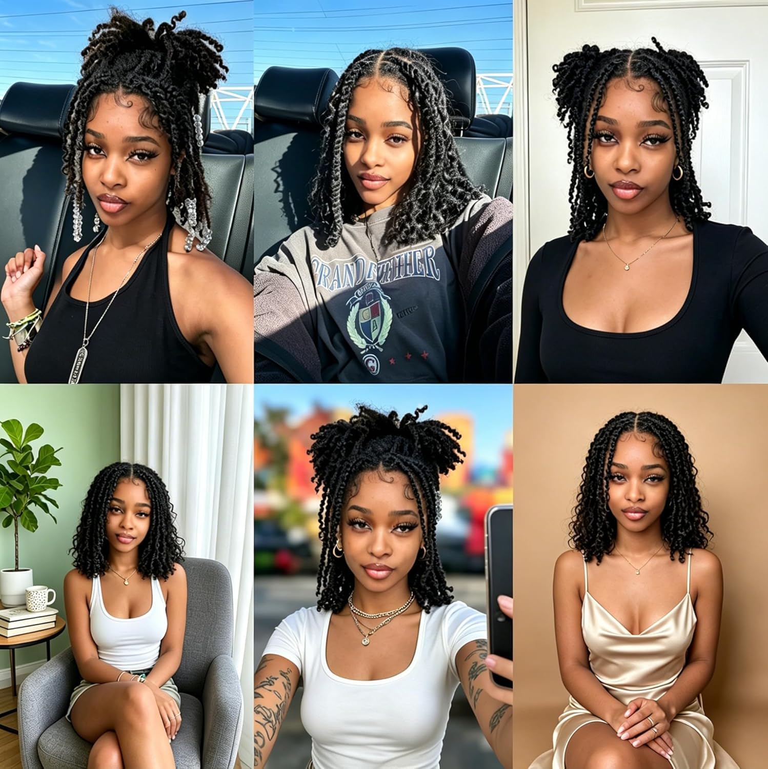 Afro Kinkys Bulk Human Hair 14 Inch 4 Bundles 60g Afro Kinky-curly Human Braiding Hair Bulk for Spring Twist Hair Extensions Dreadlock Repair Locs Curly for Braids (1B, 14 inch)
