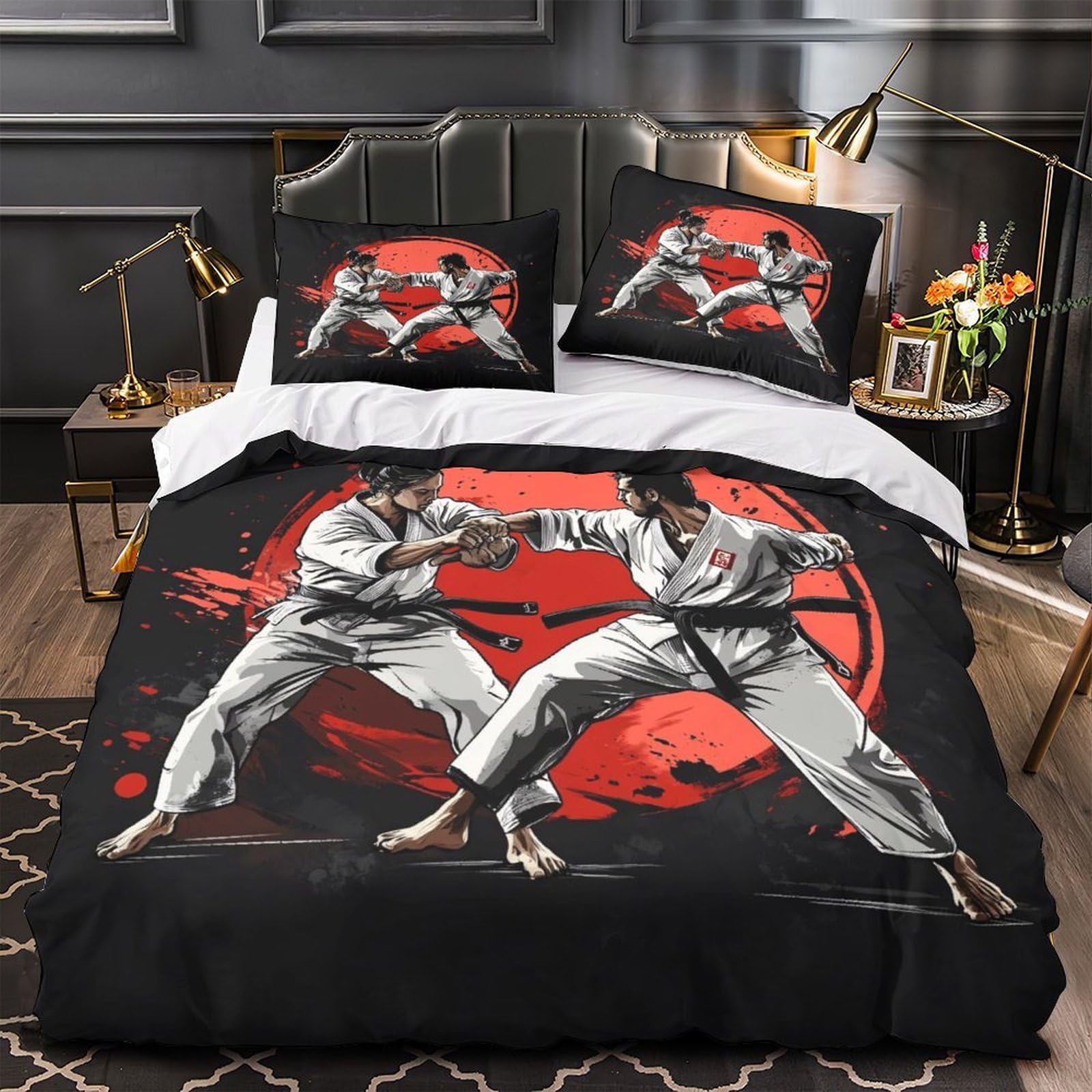 Parure de lit karaté 140x200 fermeture éclair en microfibre 3D