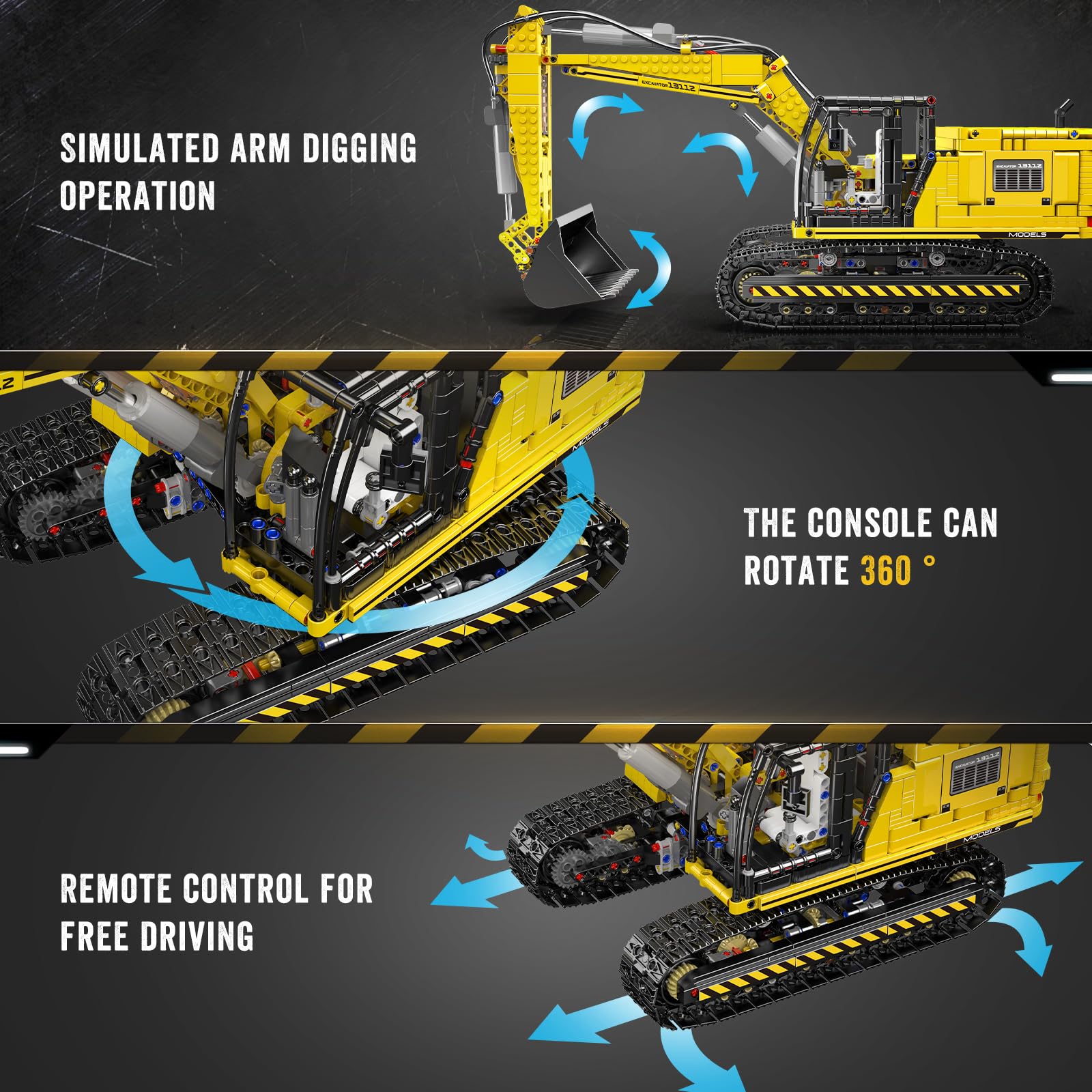 Mould King Excavadora Técnica, Modelo de Excavadora de Orugas Motorizada Controlada por APP, Modelo de Camión Motorizado de Alta Tecnología Bloques de Construcción Set de Construcción para Niños y