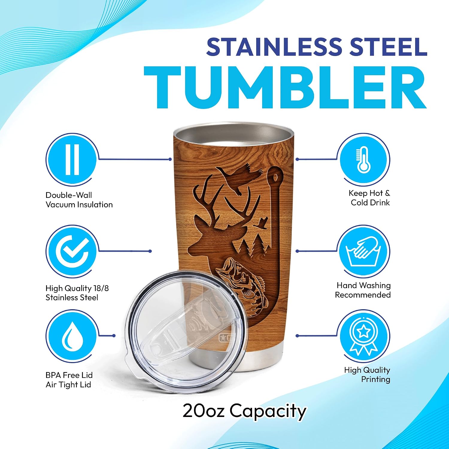 Hyturtle Personalized Hunting Gifts For Men - Deer Hunting Tumbler 20Oz Travel Coffee Mug Stainless Steel- Fathers Day Gift For Dad Him Boy Husband From Son Wife- Birthday Christmas Gifts For Hunters