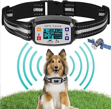 Wireless Dog Fence, GPS Signal Boost, Electric Dog Training Collar with 3 Warning Modes, Control Range 65-3290 FT, Waterproof & Rechargeable Pets Dog Boundary Containment System for All Dogs,A