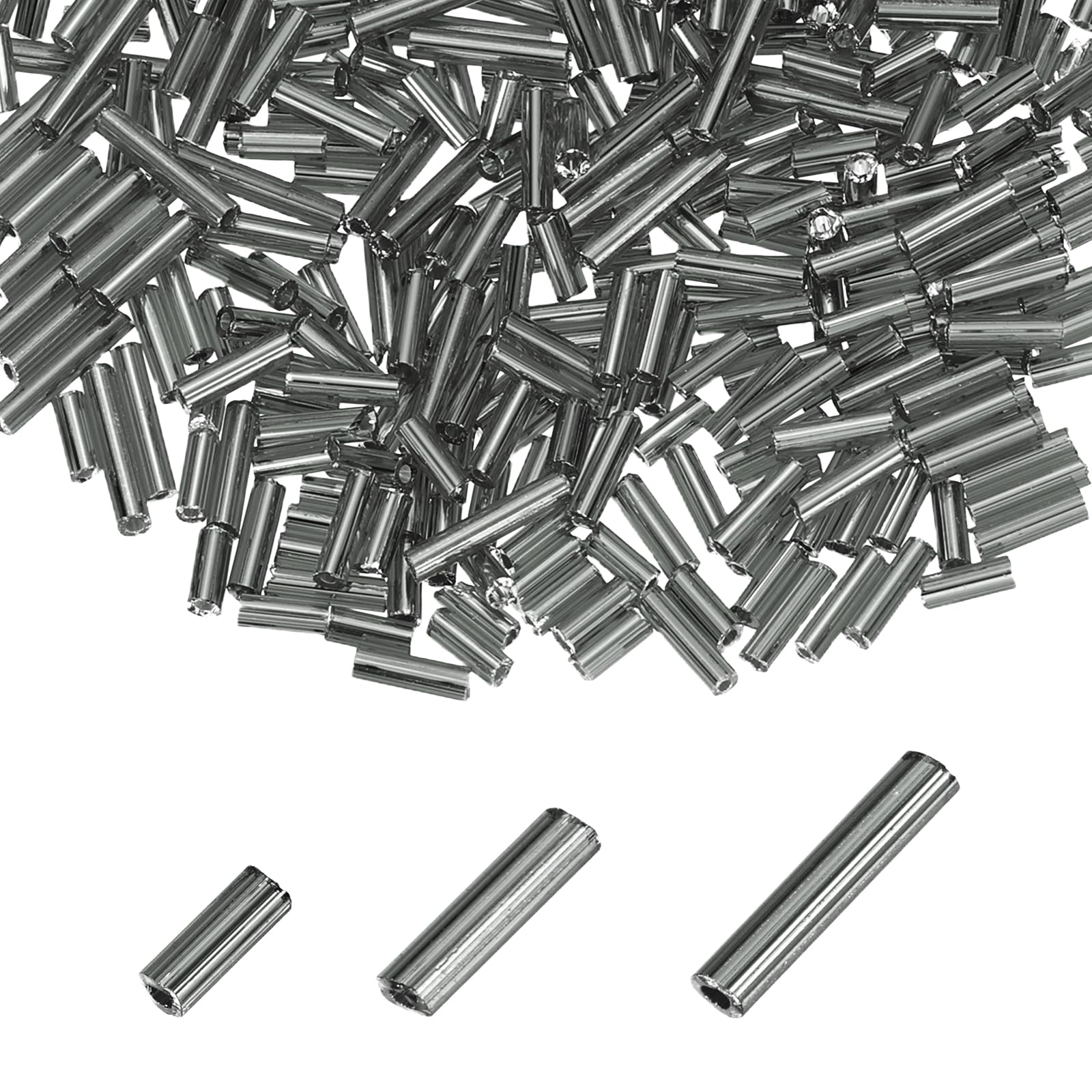 sourcing map 800pcs Glass Bugle Beads 4/6/9mm Long Tube Cylinder Beads