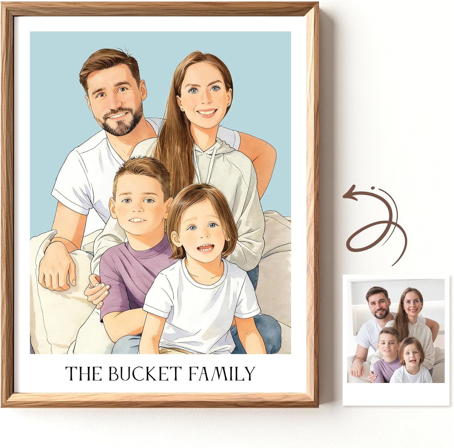 PAWSARTIZE Custom Watercolor Portrait from Photo, Personalized Couple, Family, Pet Portrait Painting on Canvas, Unique Memorial Gift for Christmas, Birthday, Anniversary