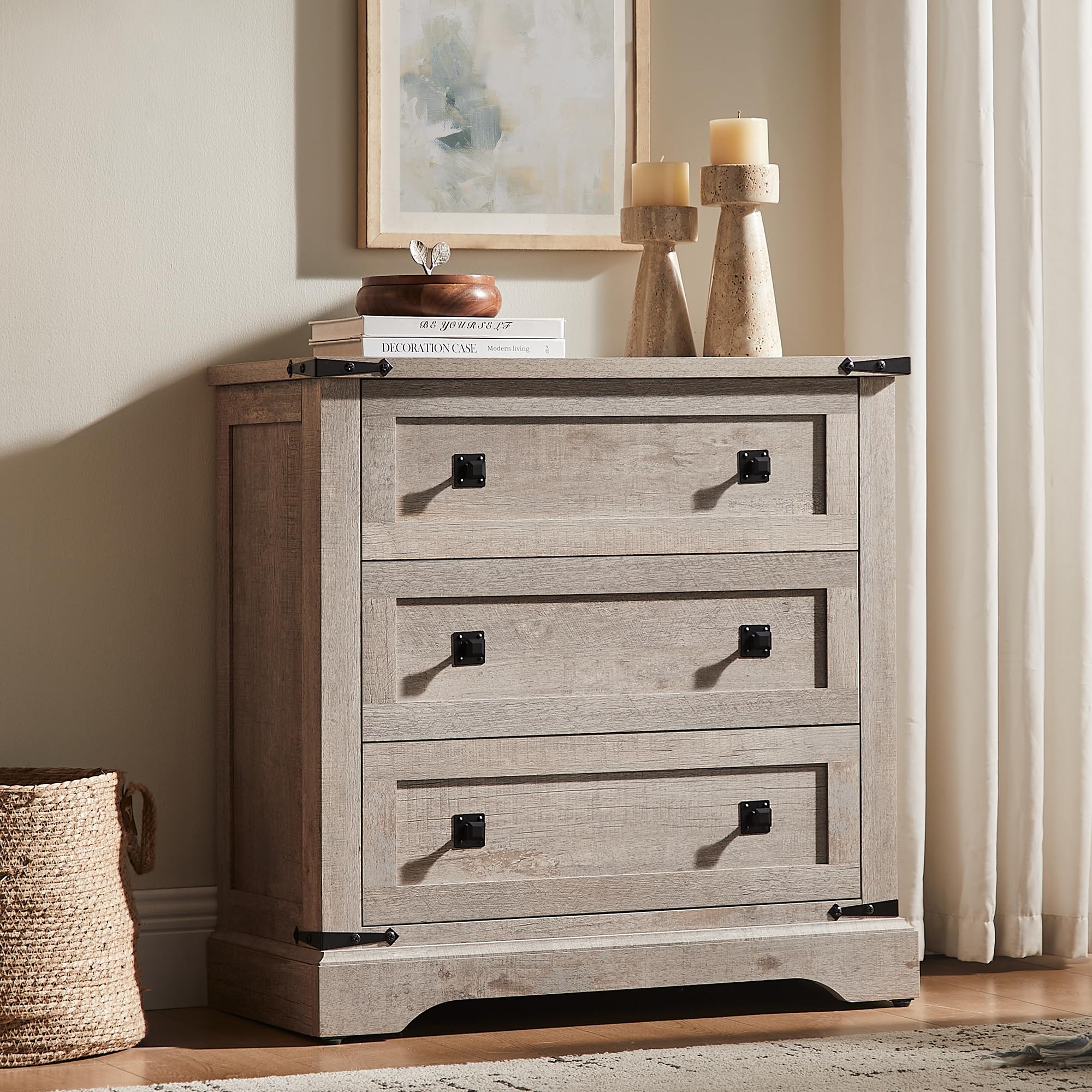 Amazon.com: T4TREAM Farmhouse 3 Drawers Dresser for Bedroom
