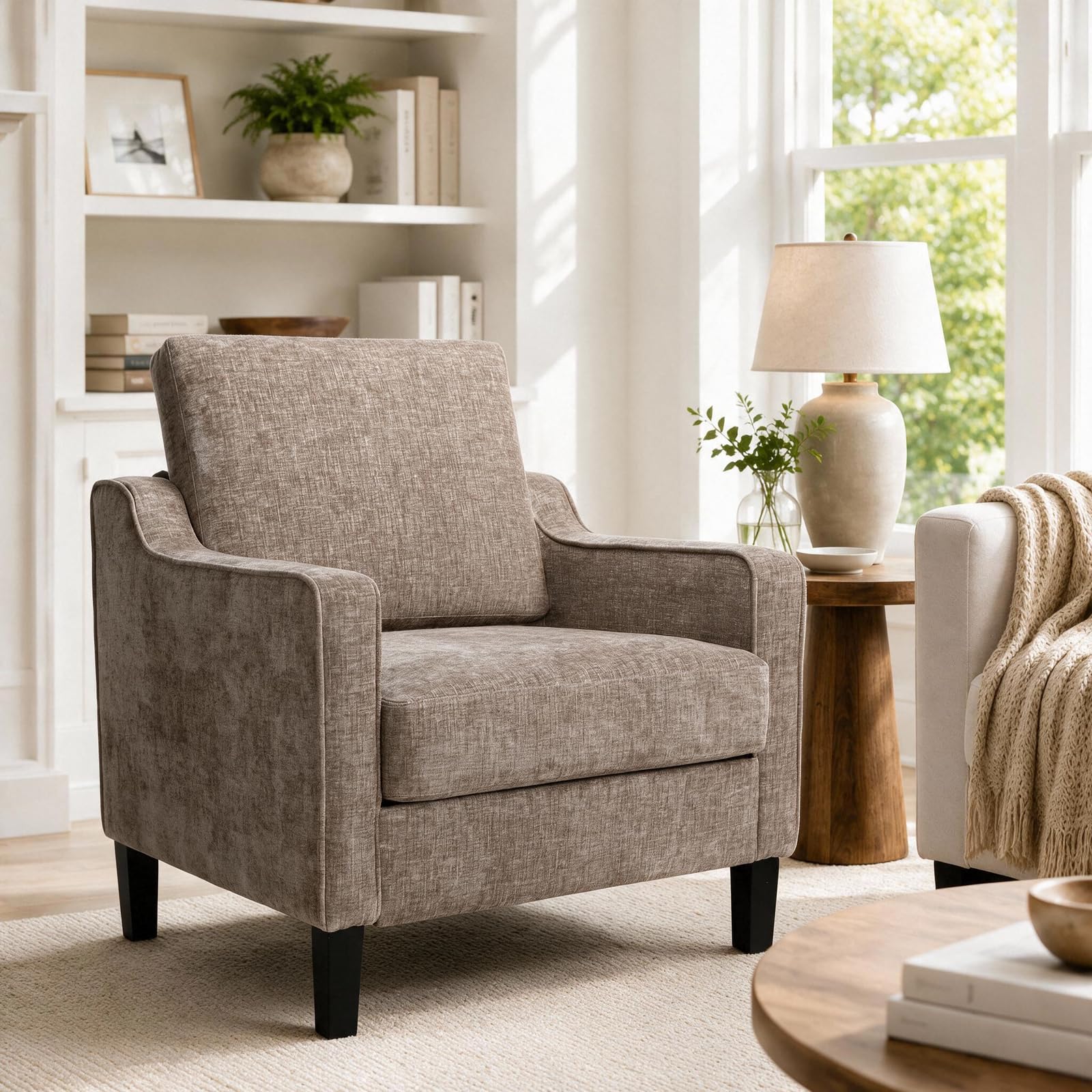 Clevich Armchair, Modern Accent Chair with High Back for living room