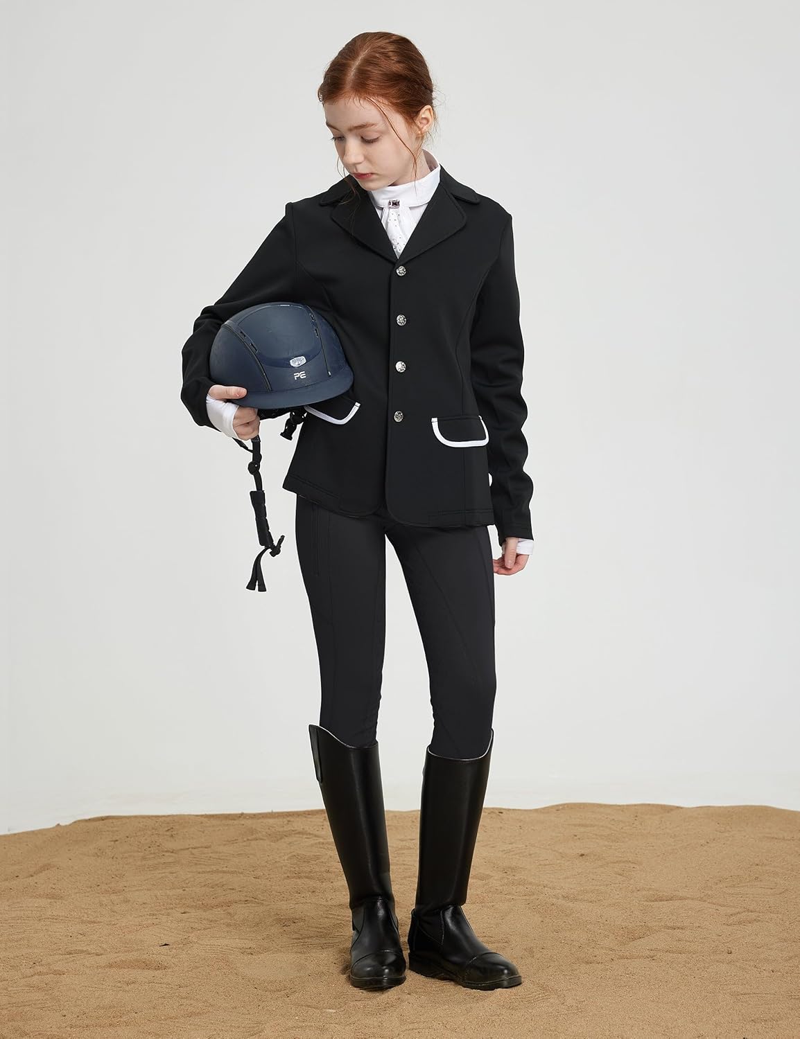 FitsT4 Sports Girls Riding Pants Fleece Lined Kids Winter Breeches Full Seat Silicone Equestrian Pants Tights Pockets - Image 3