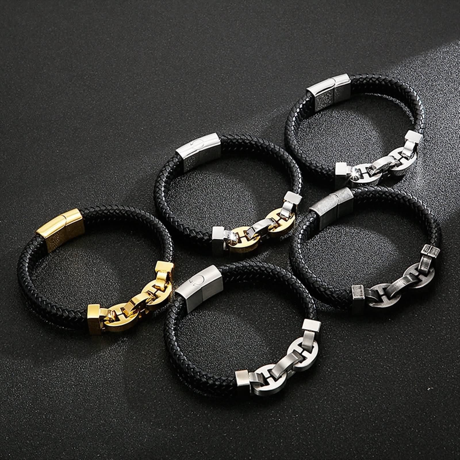 Herren Armband Metall, Armband Edelstahl Korbgeflecht Flechten Geburtstag Schmuck Geschenk für Herren