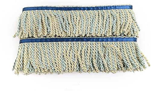 Miniatura 4 de BEL AVENIR Flecos de cortina con flecos de lingotes con cinta azul de 5.3 yardas x 3 pulgadas, adornos de tela para coser, decoraciÃ³n de bricolaje