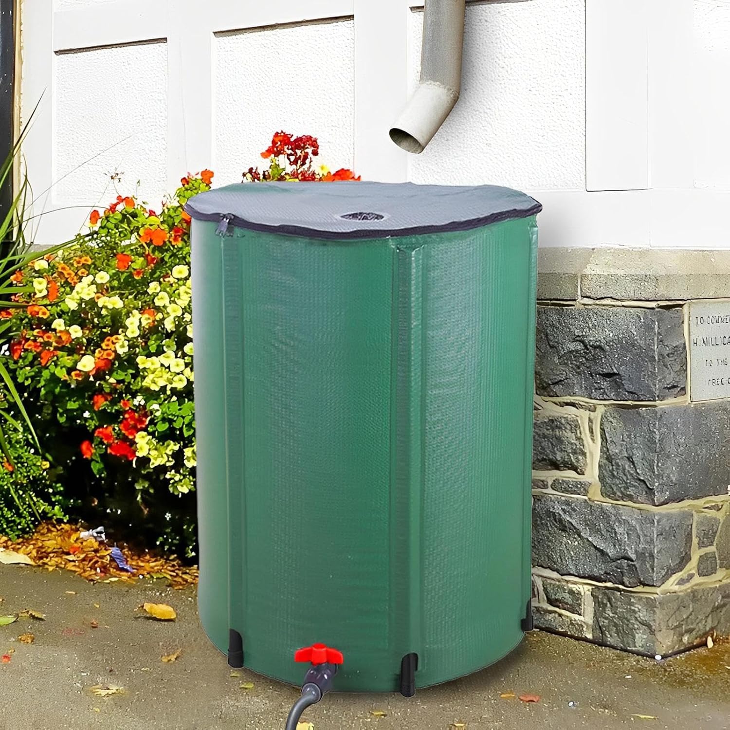 Rain Barrel - Foldable Large Rainwater Storage Container with Filter Spigot Overflow Kit,Rain Tank,for Garden Downspout Lawn Outdoor Yard Backyard
