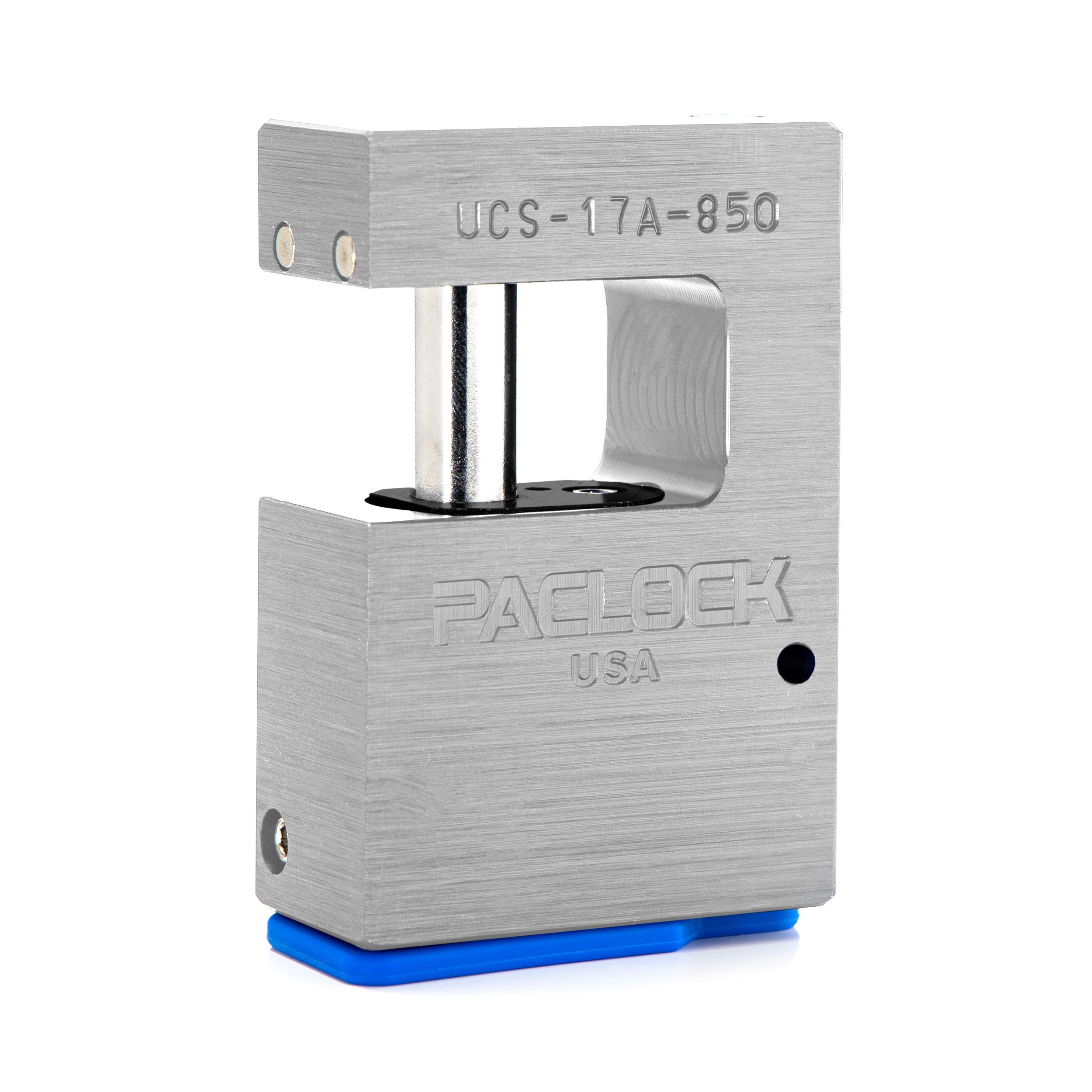 PACLOCK's 17-850-Series Block-Lock, UCS, High Performance 6-Pin Cylinder, Keyed Differently w/ 2 Keys, Silver Anodized Aluminum