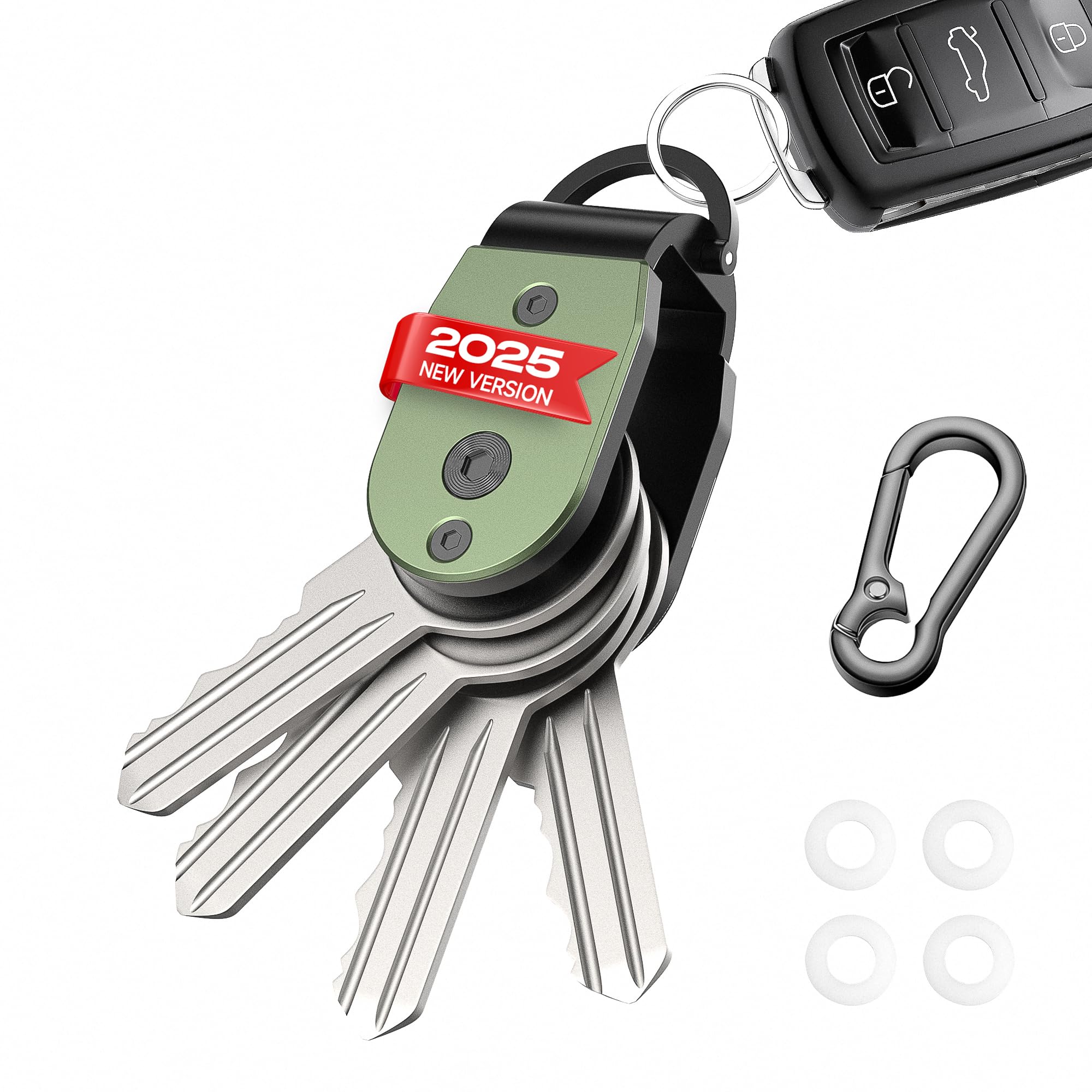 QEG Key Organizer,Keyholder Keychain, Compact Metal Key Case, Minimalist Key Fob,Keychain For Men,Holds 2-6keys