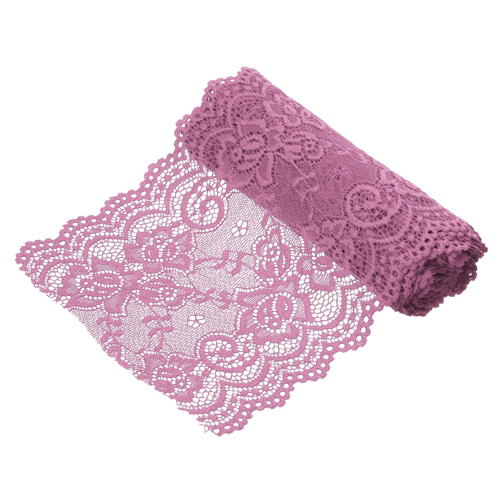 sourcing map 6 Inch Wide 3 Yard Elastic Lace Ribbon, Stretch Floral Pattern Lace Trim Embroidered Fabric for Sewing Making and DIY Crafts Gift Wrapping Bouquets Wedding Decor(Light Purple)