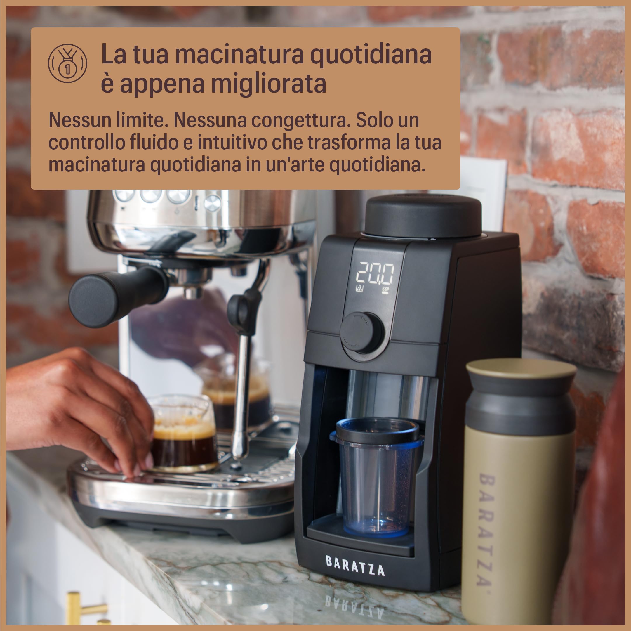 Baratza - Macinacaffè Encore ESP Pro - Regolazione continua, Disco di controllo del flusso, Tecnologia antistatica, Due modalità di dosaggio - Tramoggia 300 g, Macine coniche 40 mm, Facile da pulire