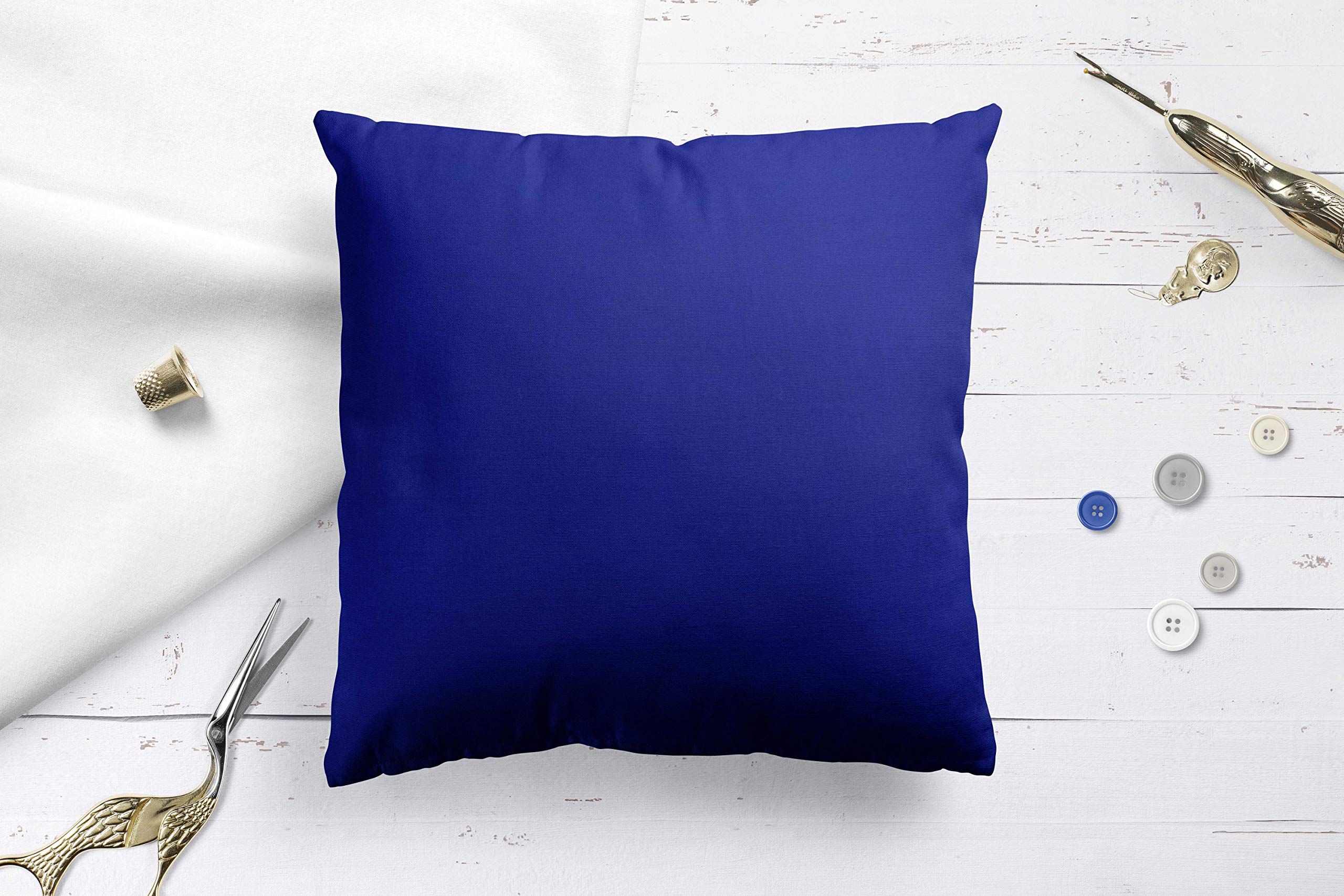SAFFRON - Set di 2 federe per Cuscino, in Cotone Resistente, sfoderabile, Imbottitura Non Inclusa, Cotone, Blu, 32x32 inch