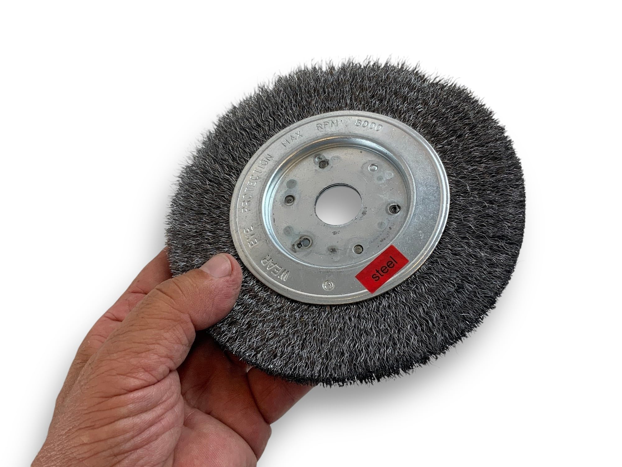 Brosse circulaire ACIER | Ø 150 mm | Epaisseur 1 rang | Fil souple 0.20 mm ondulé | Alésage 20 mm + réducteur bague 16/12 mm | Touret meuleuse affûteuse ponceuse | Kibros 215151AV