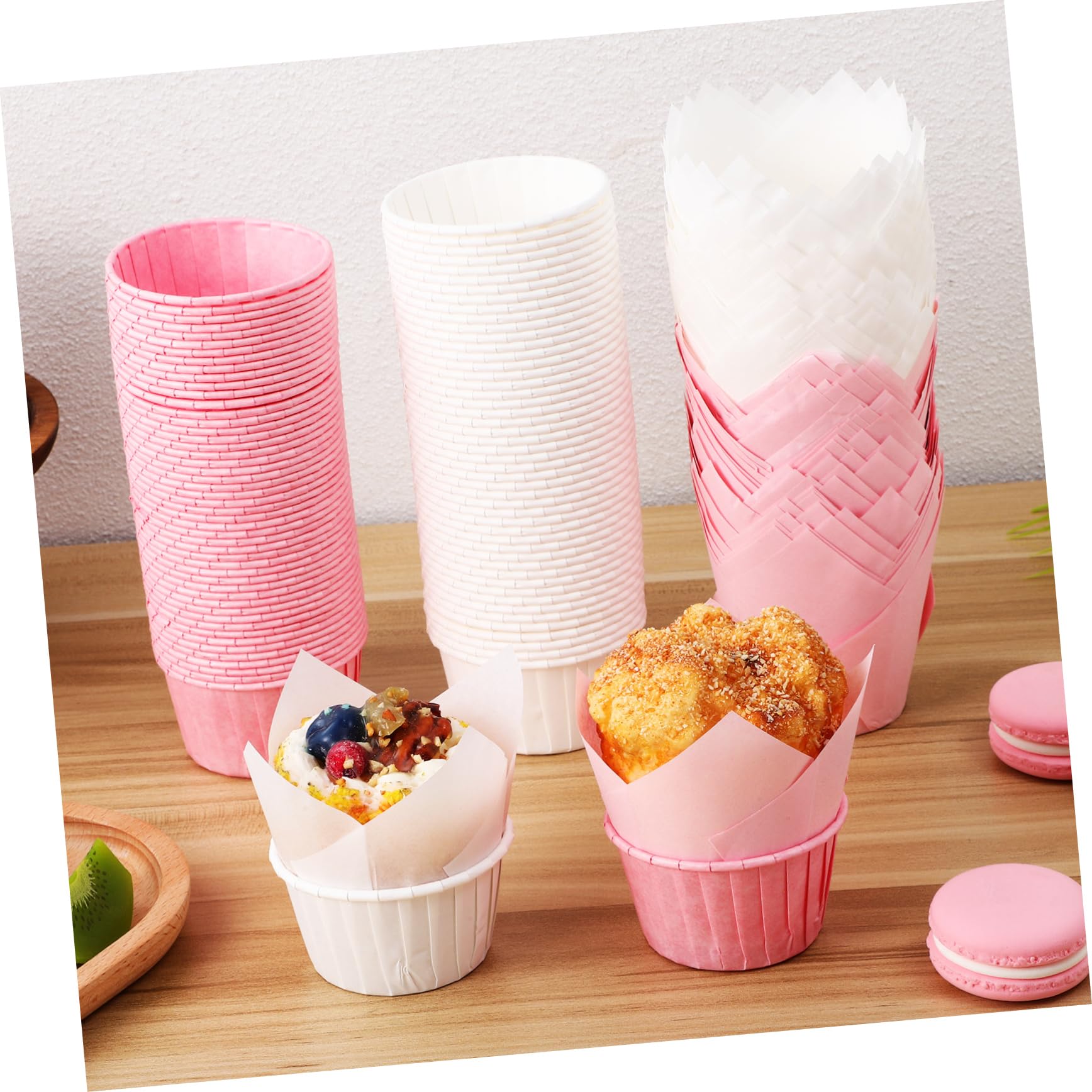 Mobestech Pirottini di Carta per Cupcake 200 Pezzi Usa e Getta in Carta da Forno Superficie Liscia per Feste e Matrimoni Design Semplice ed Elegante