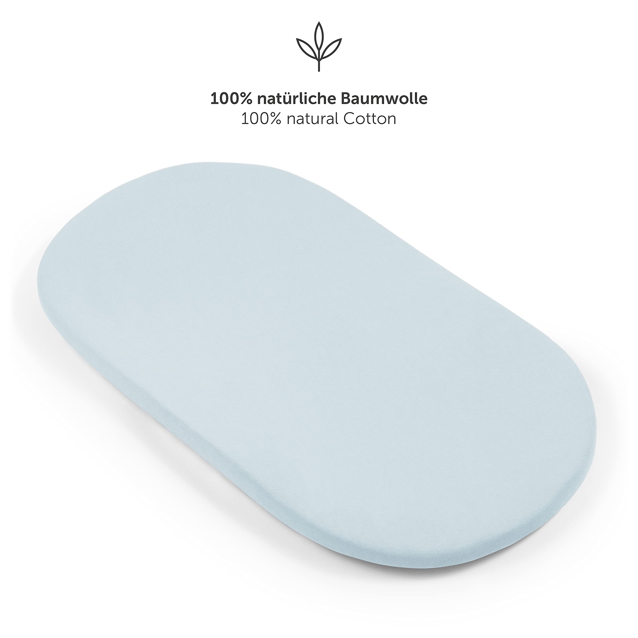 Laleni Lenzuola Culla Neonato - Lenzuola Lettino - Lenzuola Carrozzina Neonato - Coprimaterasso Culla con Angoli Elastici - Coprimaterasso Lettino 100% Cotone 135gsm - Azzurro -28x73cm - 30x76cm