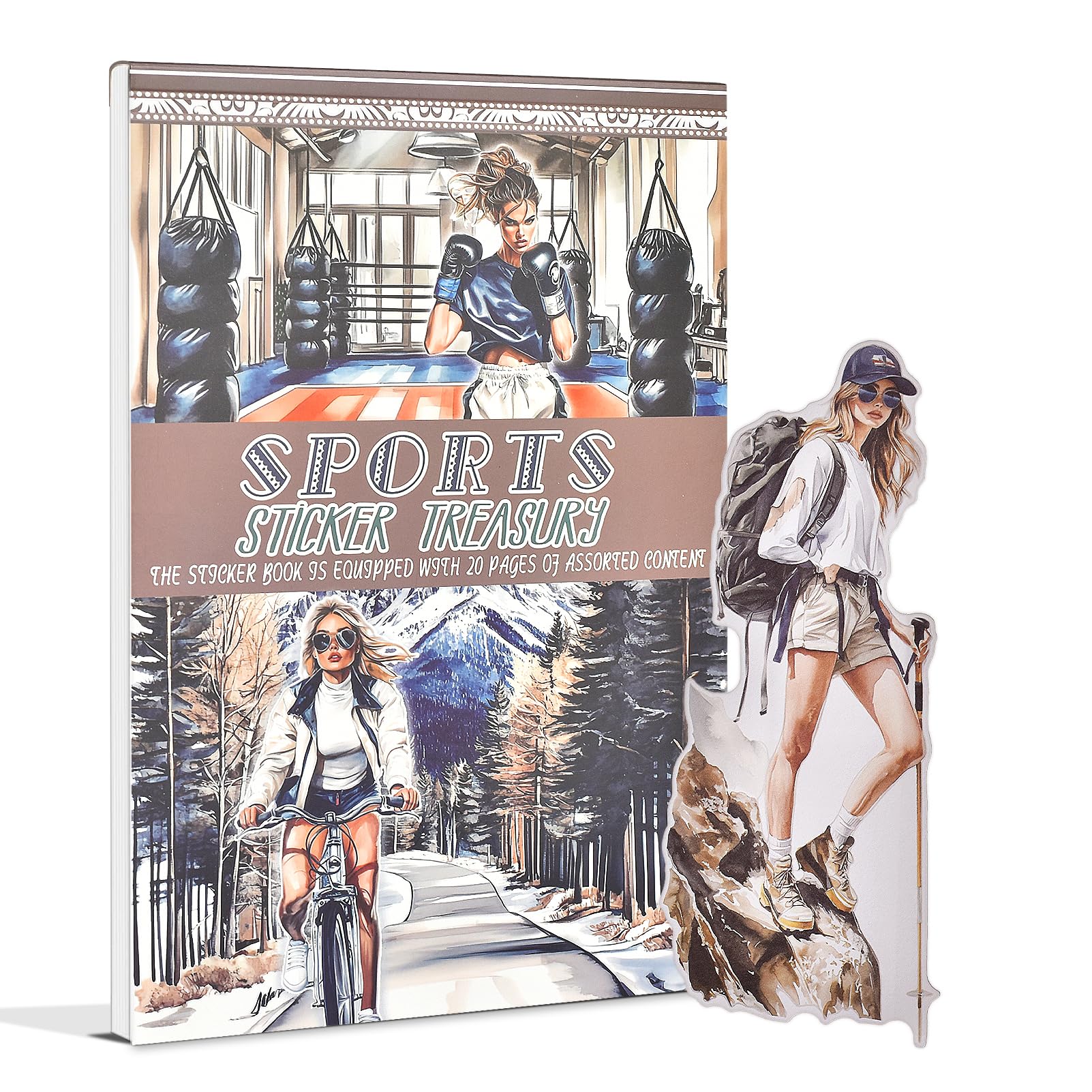 Snycler Naklejka sportowa z motywem dziewczyny, materiały do scrapbookingu do dziennika śmieci, 20 arkuszy naklejek PET - naklejki w stylu vintage, efemeryda, wstępnie wycięta, artykuły do dziennika