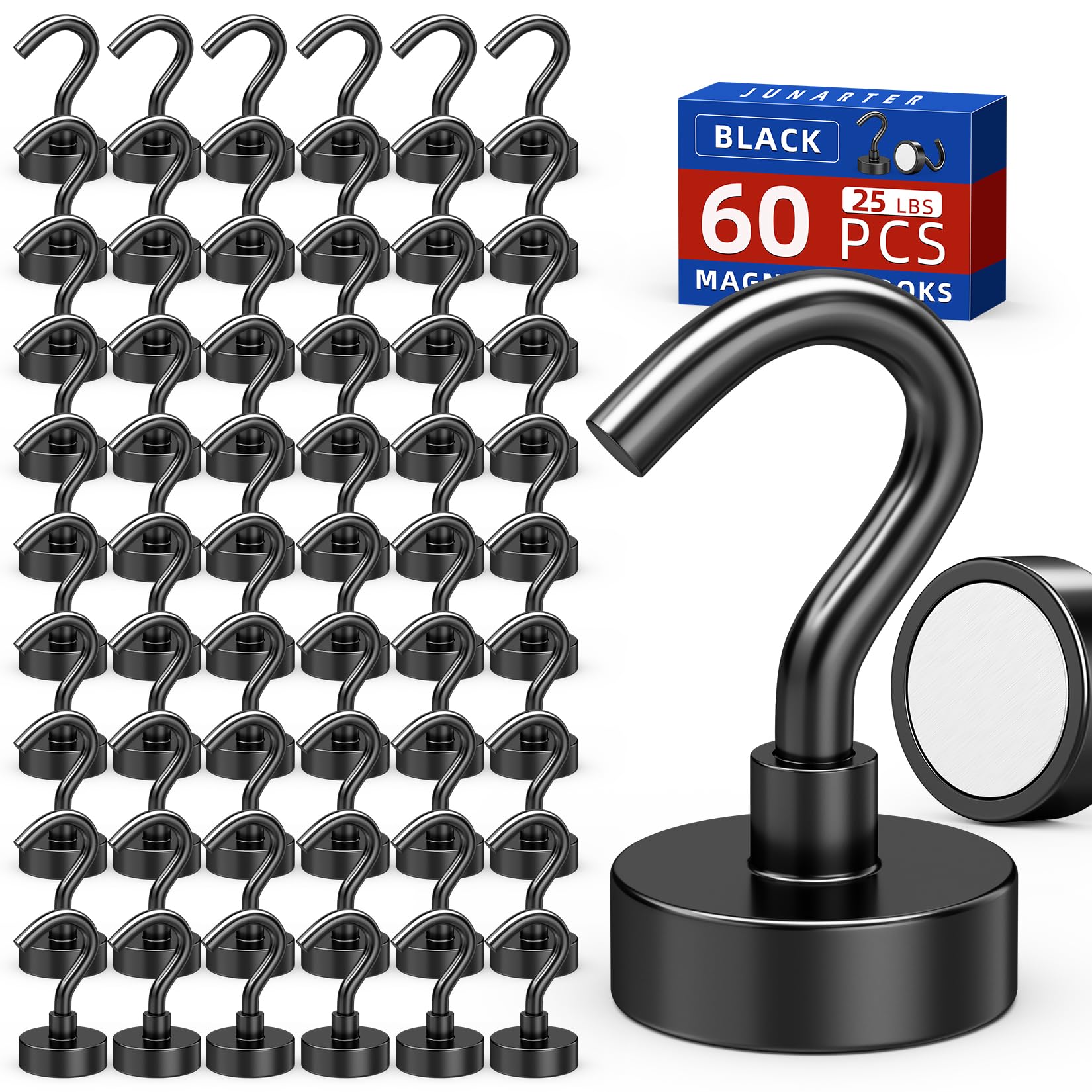 Black Magnetic Hooks, 60 Pack Magnetic Hooks for Cruise Cabins