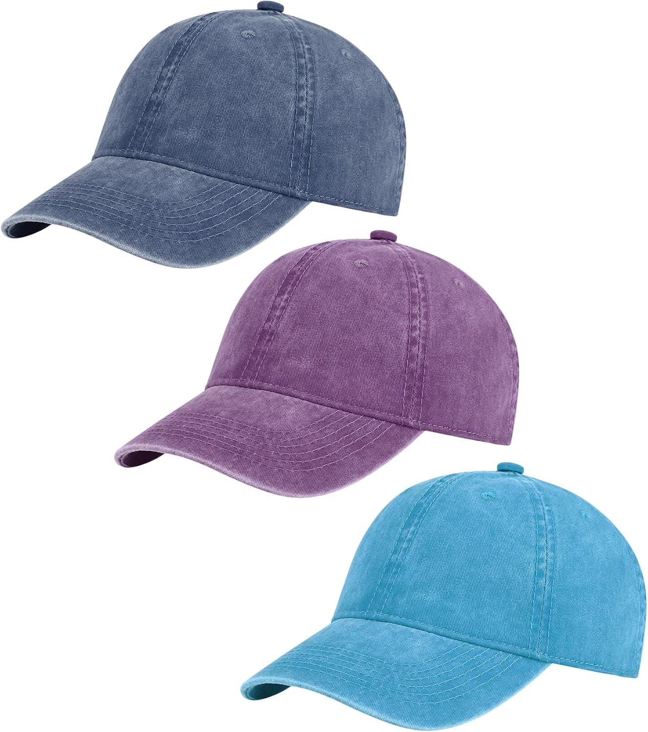 AOSMI 3 Pack Vintage Washed Cotton Adjustable Baseball Caps for Men Women Unstructured Low Profile Dad Hat