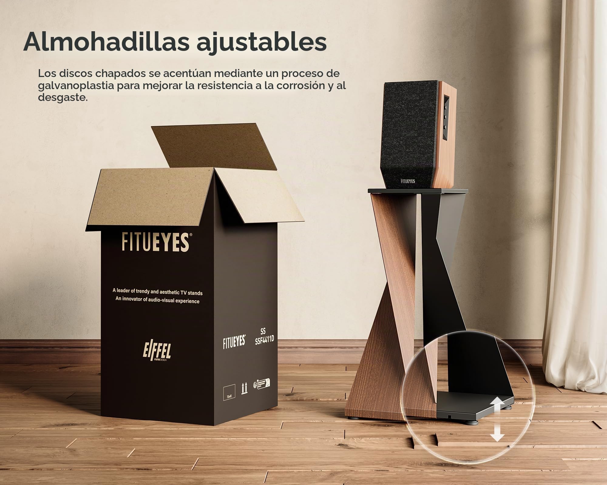 FITUEYES Soporte Altavoces Pie Metal 700mm, Capacidad de Carga 30KG,1 Pieza