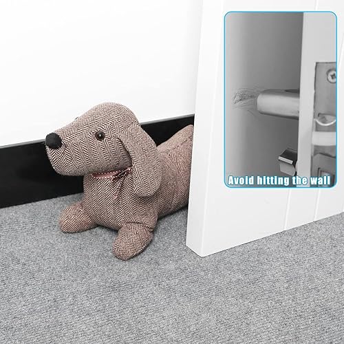 Miniatura 4 de CERAYOU Tapones decorativos para puerta de animales lindos, tela suave y duradera con peso protector de pared interior para el hogar y la oficina,