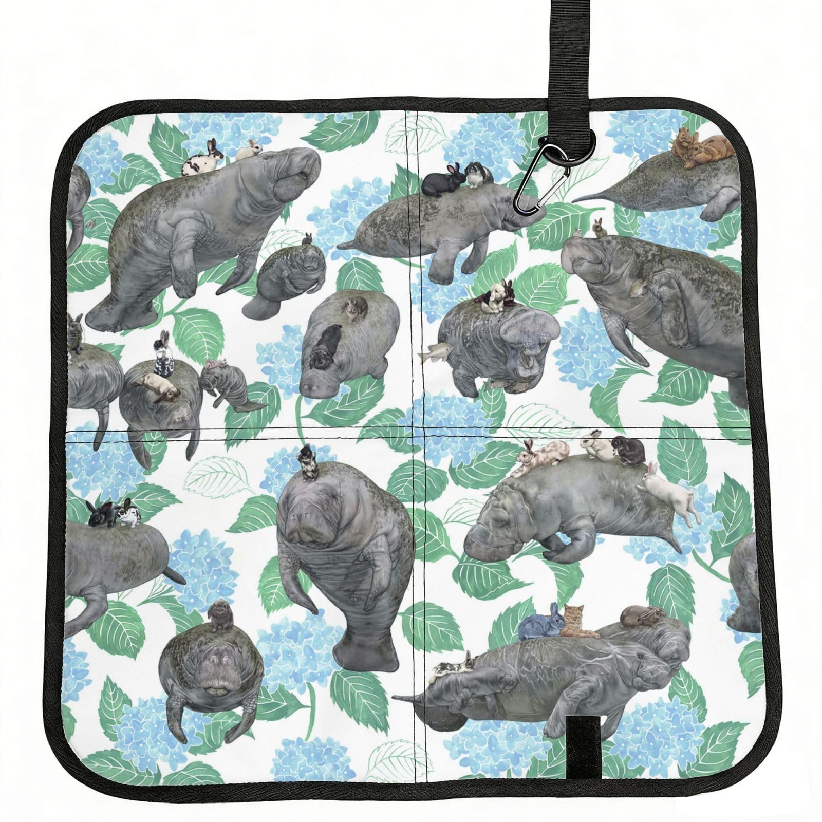 PPHGUT Rabbits Manatees Print Foldable Seat Cushion Waterproof Portable Chair Pad Travel Outdoor Picnic Camping