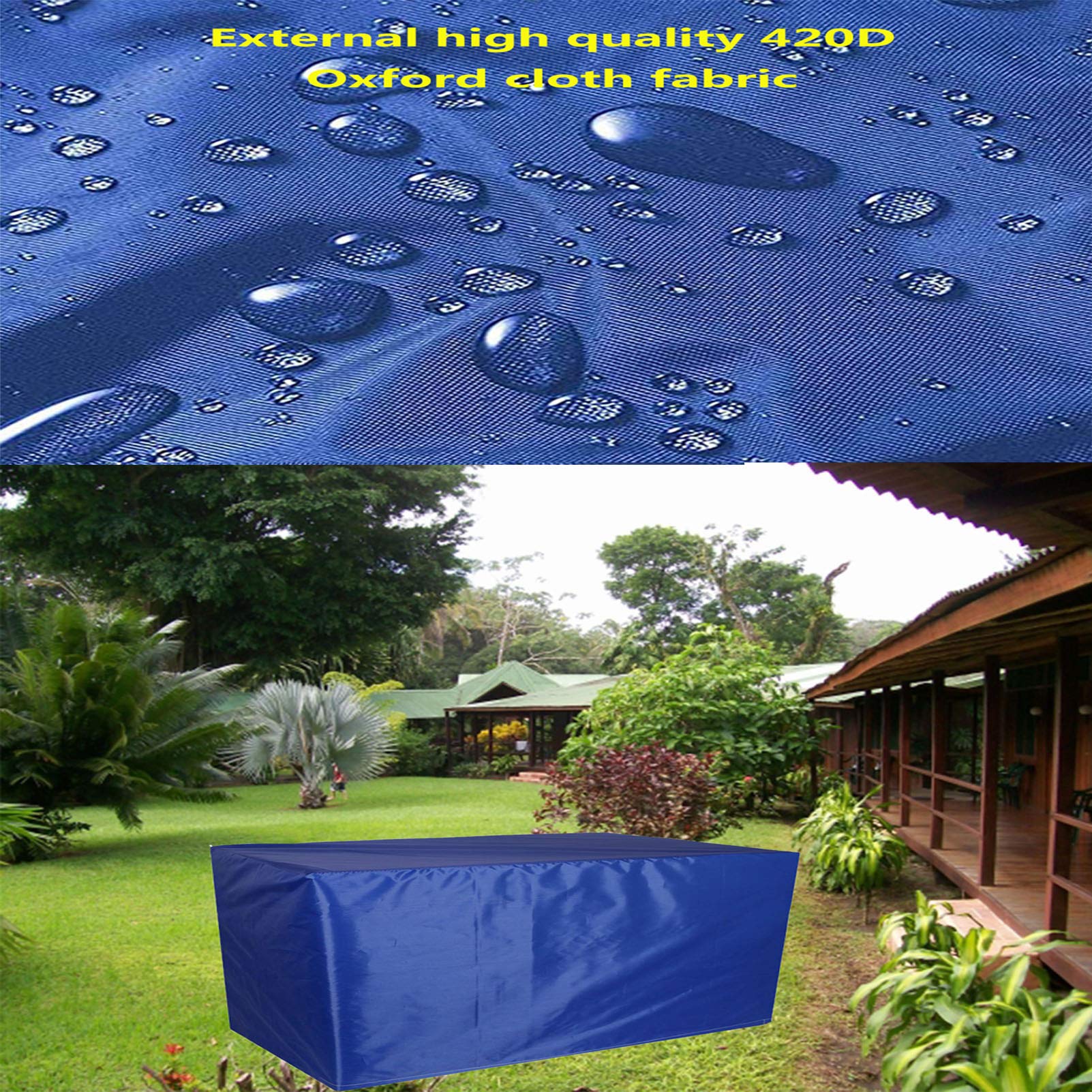 Copertura impermeabile resistente per mobili da giardino, 200 x 160 x 70 cm, antivento, per mobili in rattan, copertura per mobili da giardino, con tessuto Oxford 420D