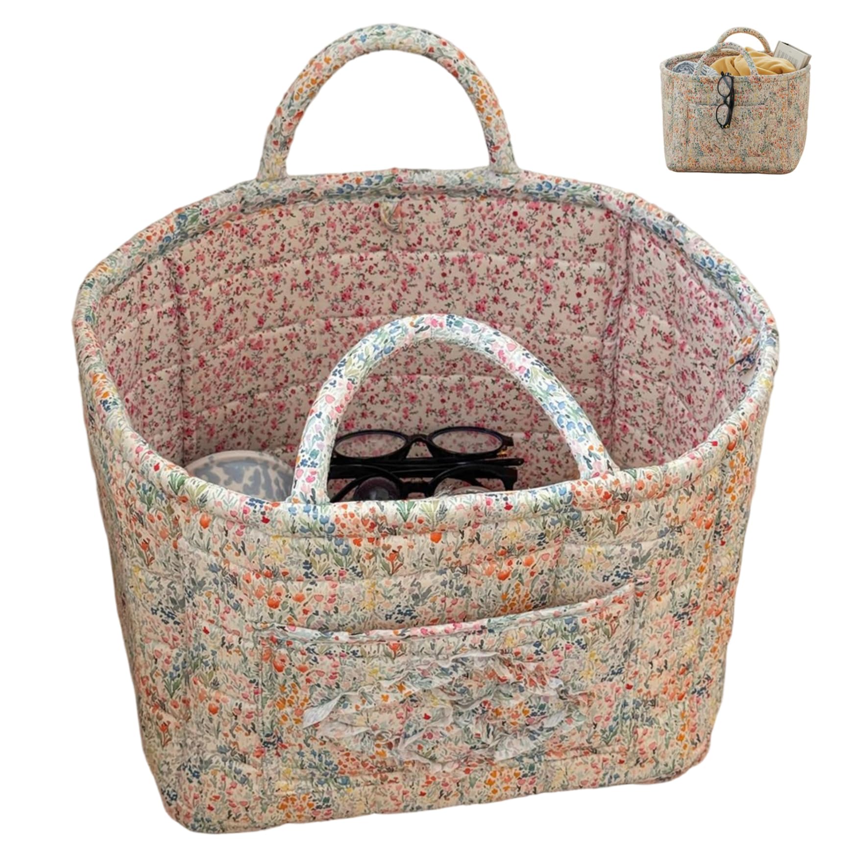 Panier de rangement matelassé floral pour organiser la chambre de bébé