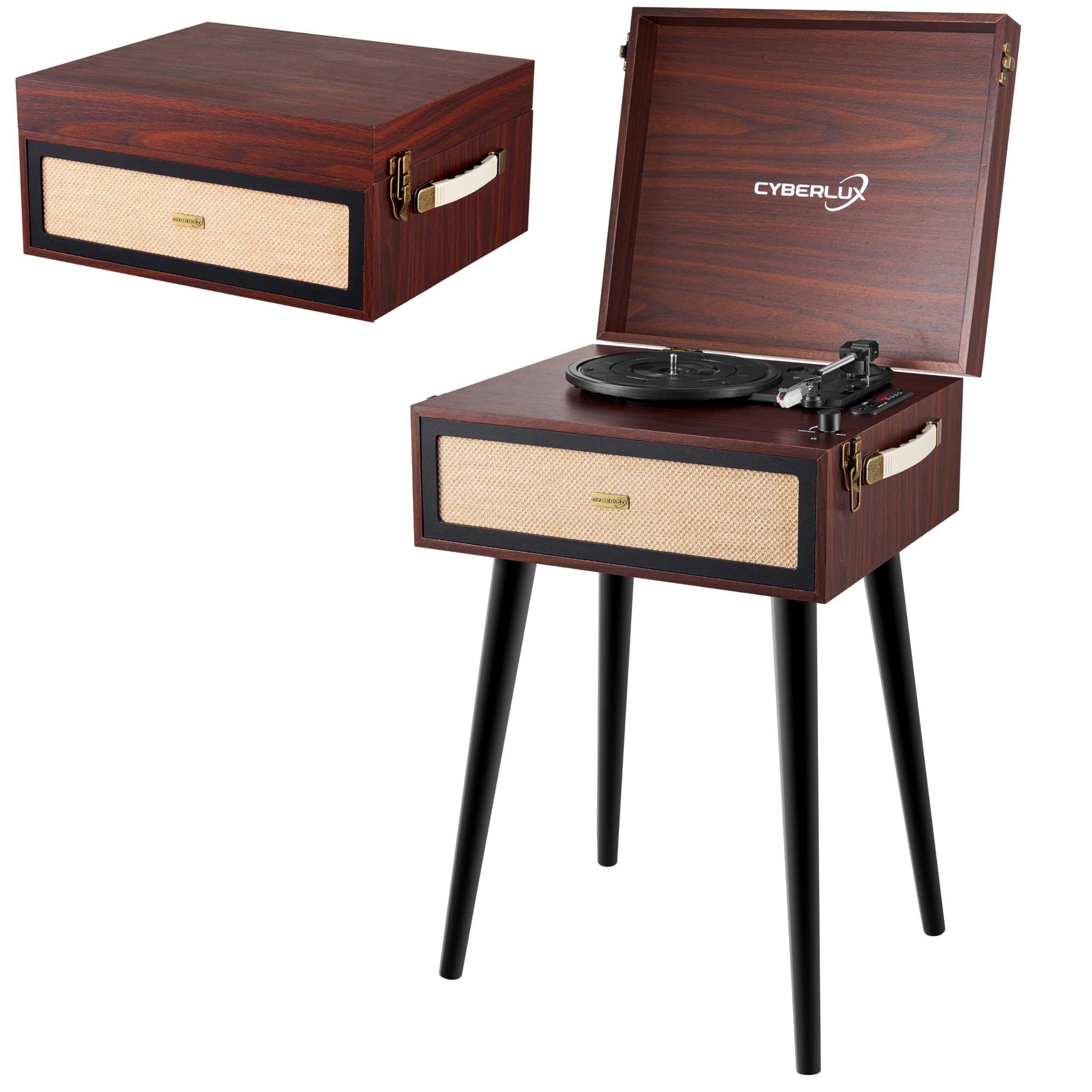 Giradischi con supporto, in stile retrò, con altoparlante Full Range, Bluetooth, radio FM, USB, Line-Out AUX IN Micro SD, slot in vinile, nostalgico, giradischi con piedini