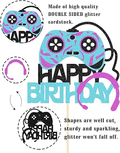Miniatura 3 de Videojuegos Subir de nivel Feliz Cumpleaños Cake Toppers Jugadores Fiesta de Cumpleaños Favores Suministros Para Videojuegos-01 0