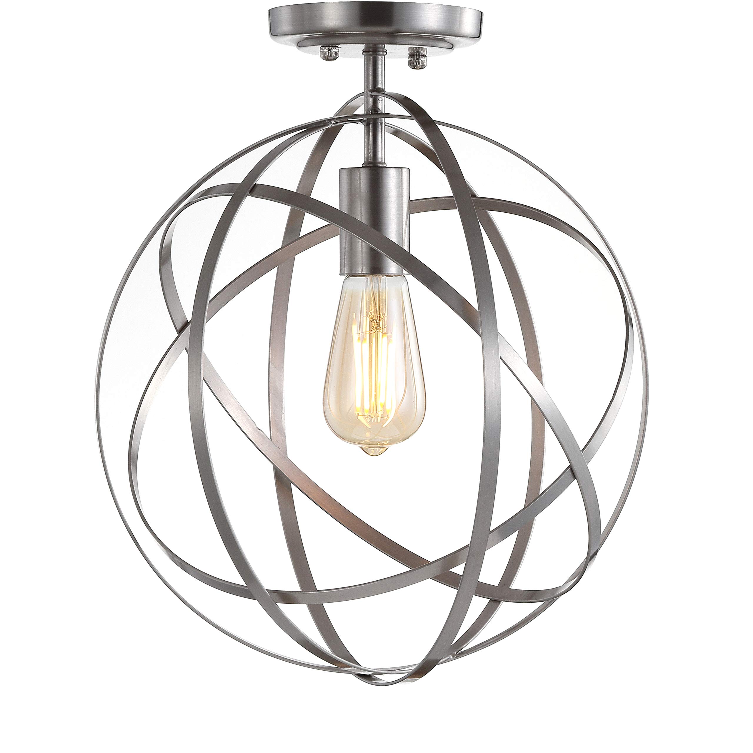 JONATHAN Y JYL9514B Alma 13" Metal LED Flush Mount Contemporary Dimmable, 2700K Cozy Warm Light, for Kitchen,Hallway,Bathroom,Stairwell, Nickel