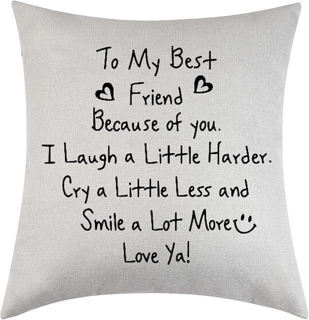 Friendship Gifts Best Friend Throw Pillow Cover Thank You Gift Best Friend Decorative Cushion Cover Pillowcase 18x18 (To my best friend)
