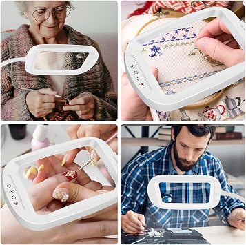 NZQXJXZ 10 x Magnifying Glass with Light and Stand Flexible Swivel Arm Magnifying Light with 60 LEDs 5 Colour Modes Dimmable Brightness Reading Magnifier with Light for Seniors Reading Sewing