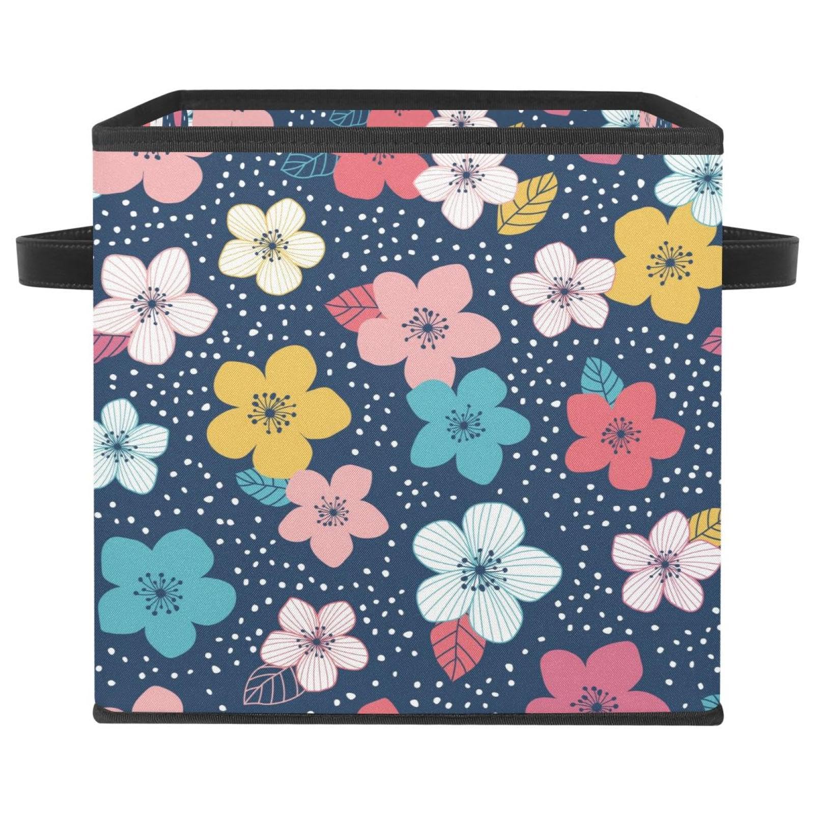 Boîte de rangement pliable en tissu à motif fleurs pour placards