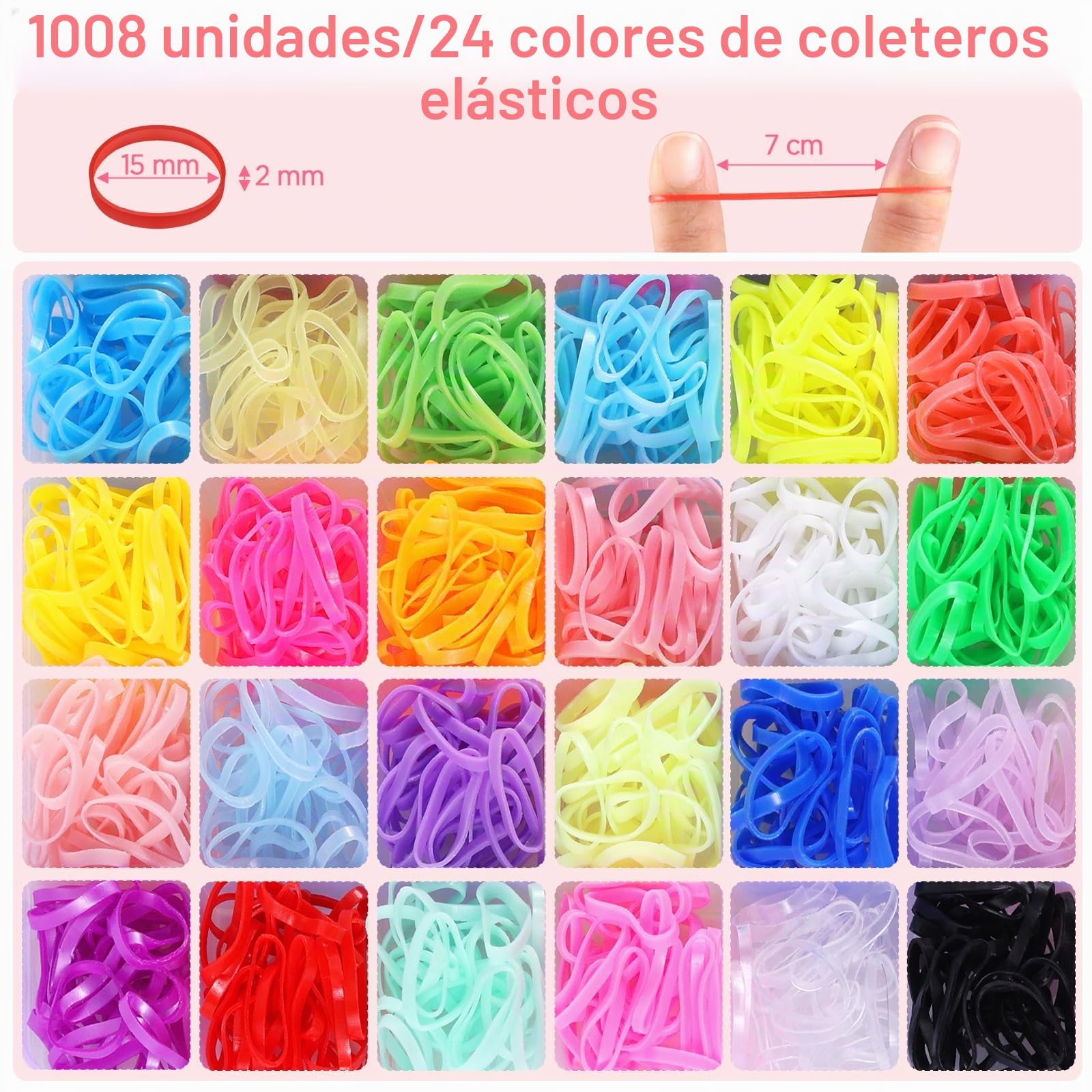 Funtopia - Accesorios para el cabello para niñas: juego de lazos elásticos coloridos y pinzas para el pelo, 1246 bandas de goma con lazos de algodón para bebés