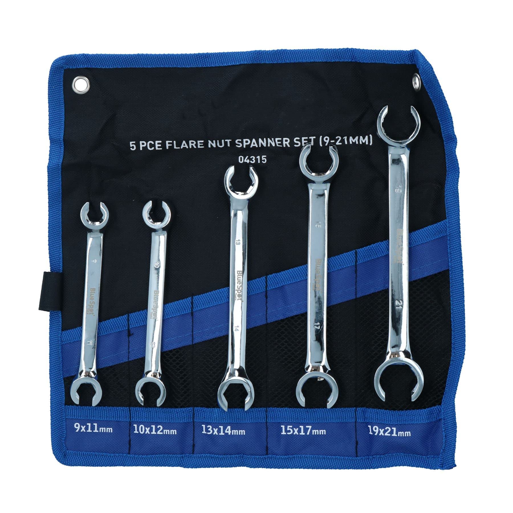 AB Tools Chiave chiave metrica per tubo del carburante del freno a gas con dado svasato 9 mm - 21 mm Set da 5 pezzi