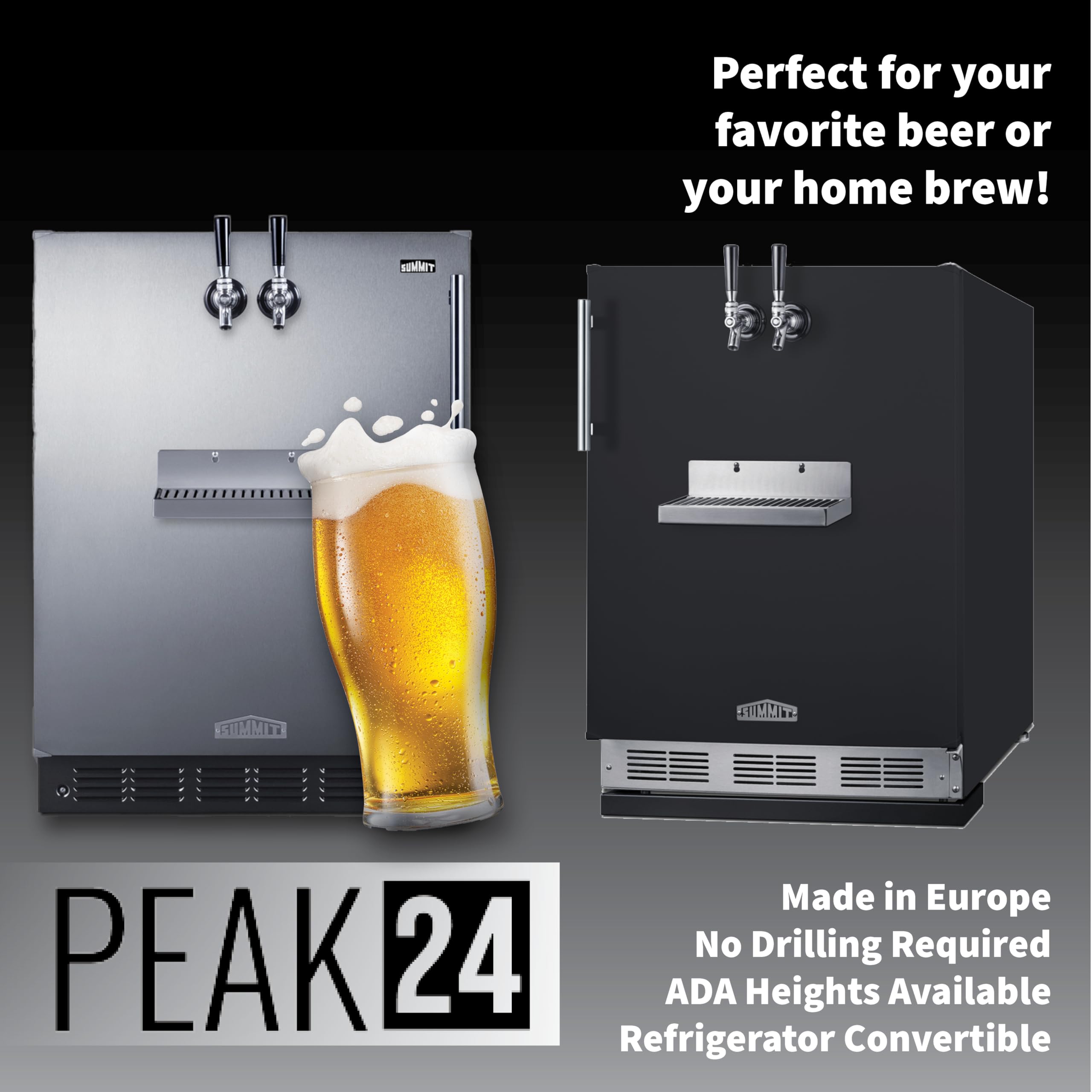 Summit 24" Undercounter Kegerator, Dual Front Beer Tap, No Drill Beer Dispenser, Black - Sbc58bfrtp on Fridge.com - View 6