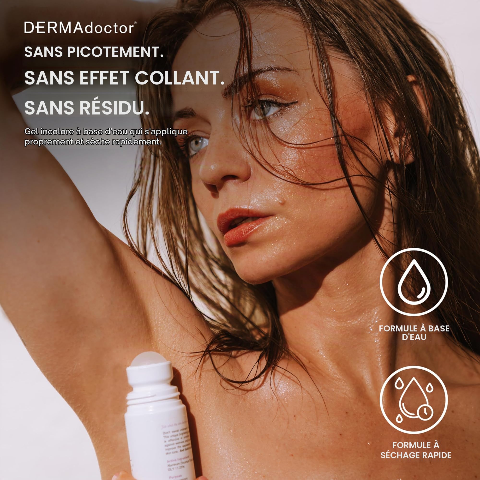 DERMAdoctor Déodorant Femme et Homme Total NonScents – Deodorant Anti Transpirant Femme Ultra-Doux Peaux Sensibles, Éclaircissant Teint Aisselles, Sans Parfum, Hypoallergénique Roll-On 90 ml