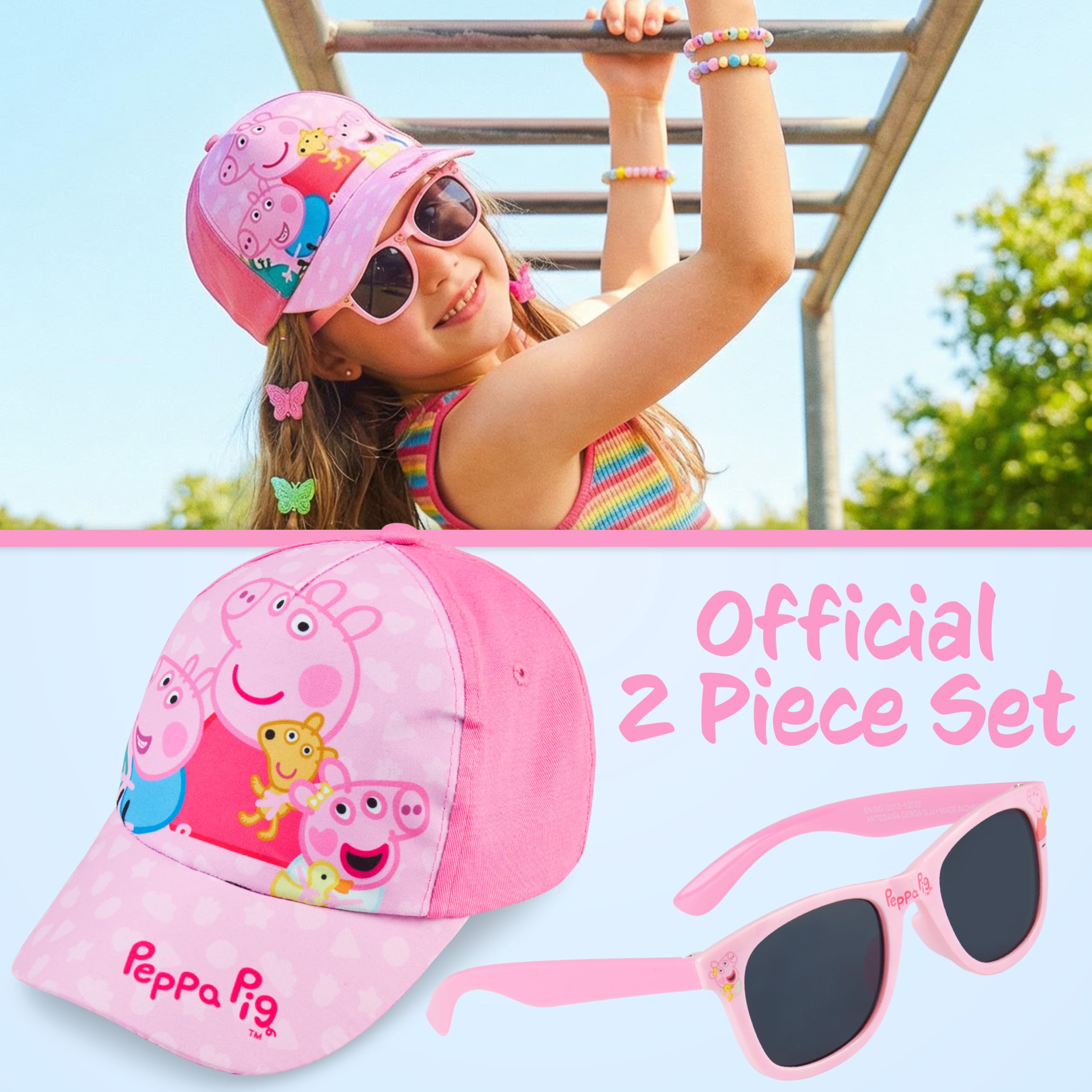 Paw Patrol | Peppa Pig Gorra Niña Ajustable con Gafas de Sol Protección UV400, Conjunto Niña Verano, Viajes Accesorios - 3