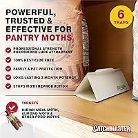 Vista 4 de Catchmaster Trampas para plagas y polillas de despensa, paquete de 6 unidades, mata insectos para almacenamiento de cocina, trampas adhesivas