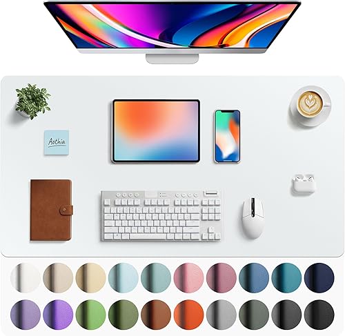 Miniatura 262 de Aothia Protector de escritorio de cuero, alfombrilla para ratón, alfombrilla de escritorio de oficina, secante de escritorio de cuero PU